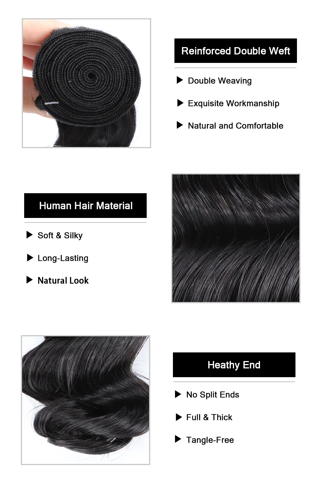 Brazilian Hair Bundles Sew in Extensions Loose Wave - Image 7