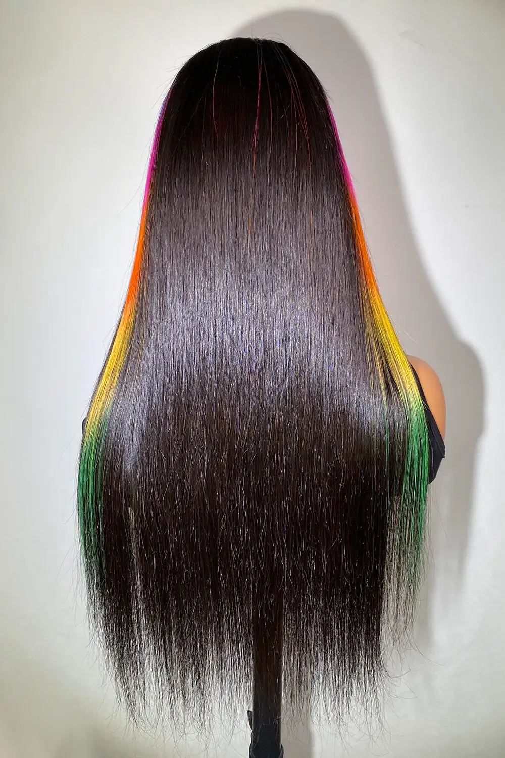 Bright Rainbow Colored Wig Glueless HD Lace Front Straight Highlights - Image 6