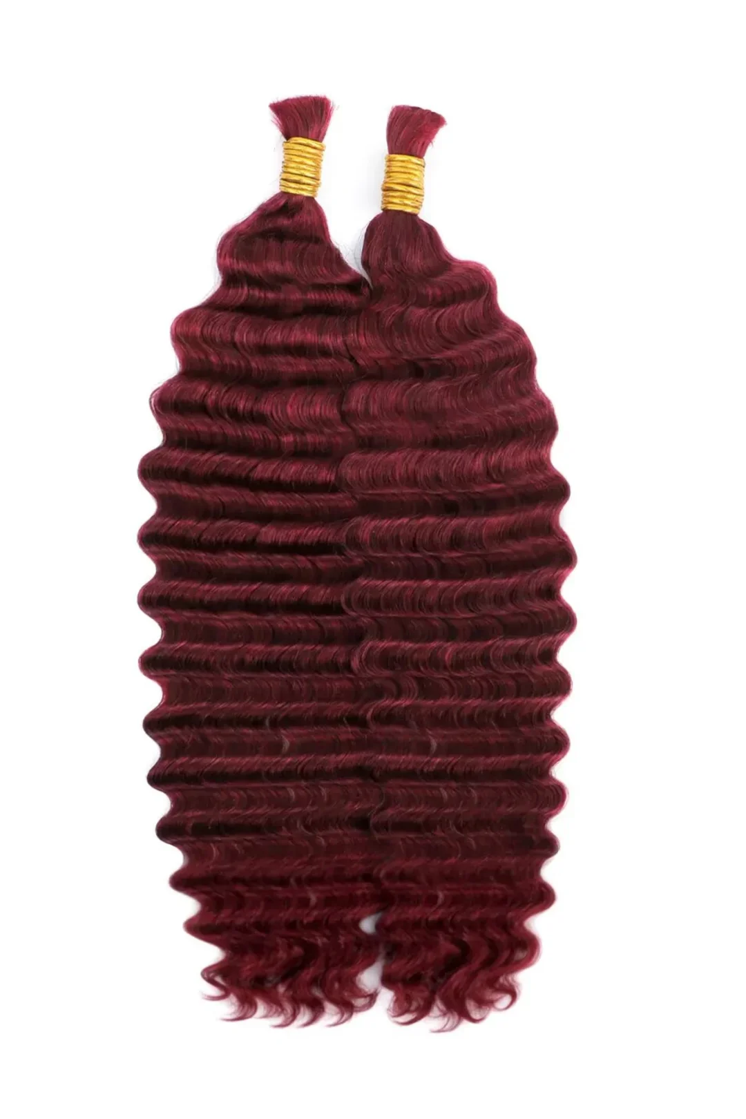 Bulk Human Hair For Braiding Burgundy Red Deep Wave BU19