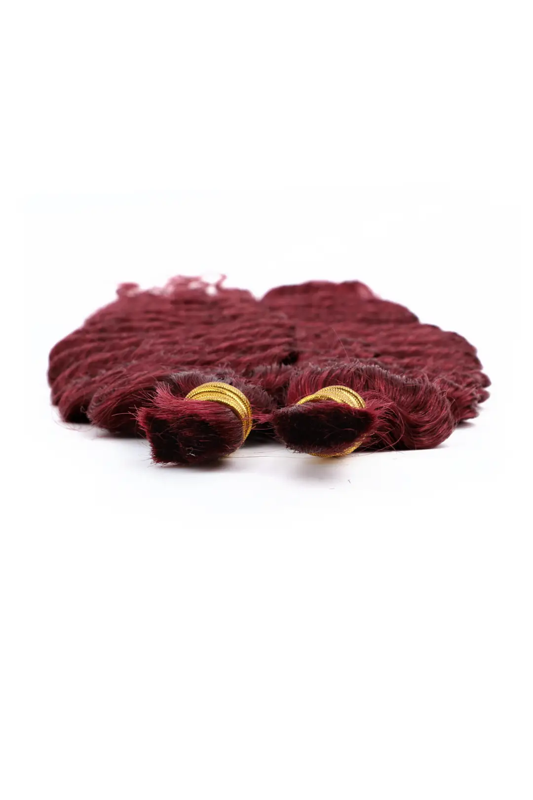 Bulk Human Hair For Braiding Burgundy Red Deep Wave BU19 - Image 2