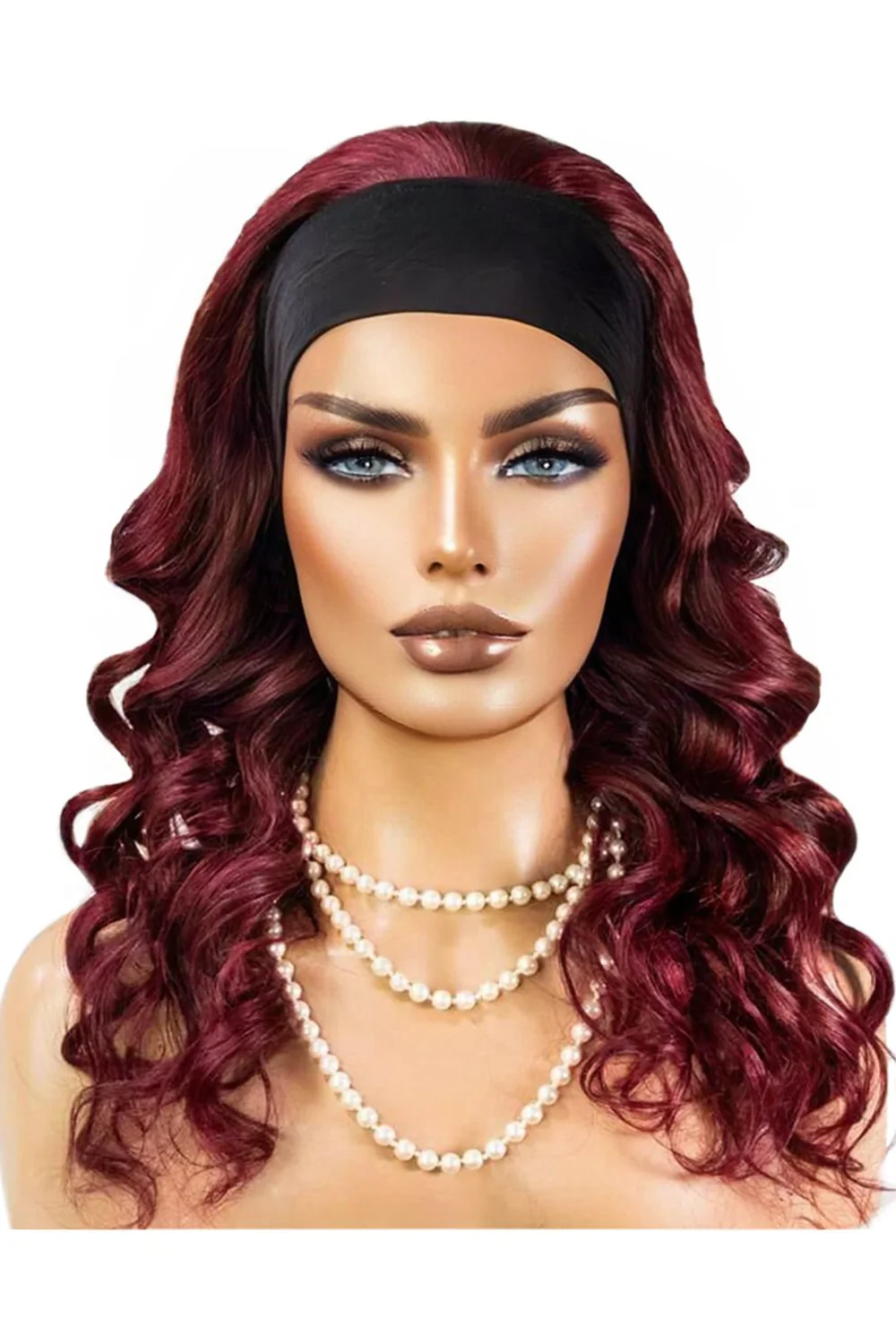 Burgundy 99J Human Hair Headband Wig Styles HBW08 - Image 2