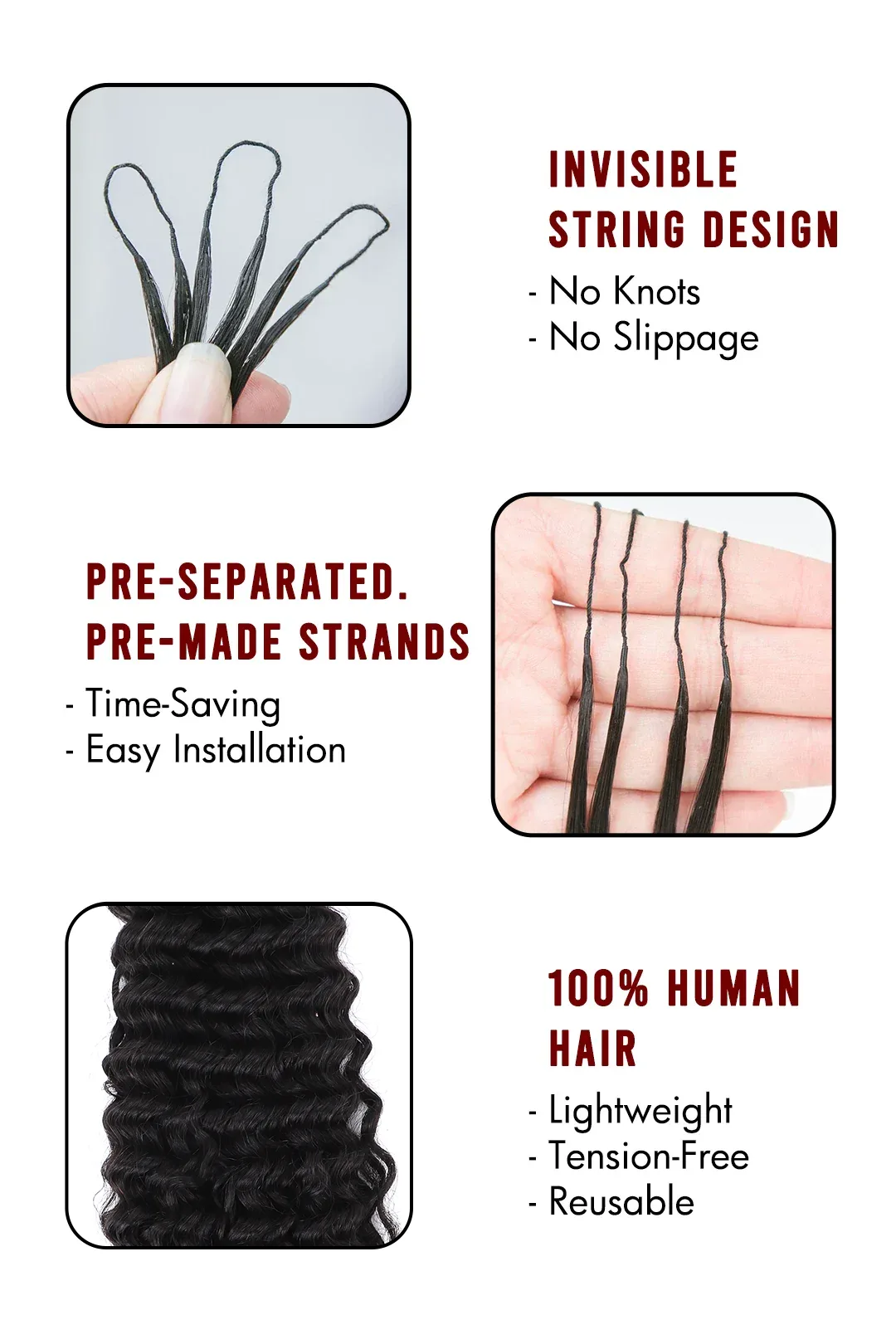 Double Drawn Burmese Curly with Spiral Ends Feather Crochet Hair FE33 - Image 11