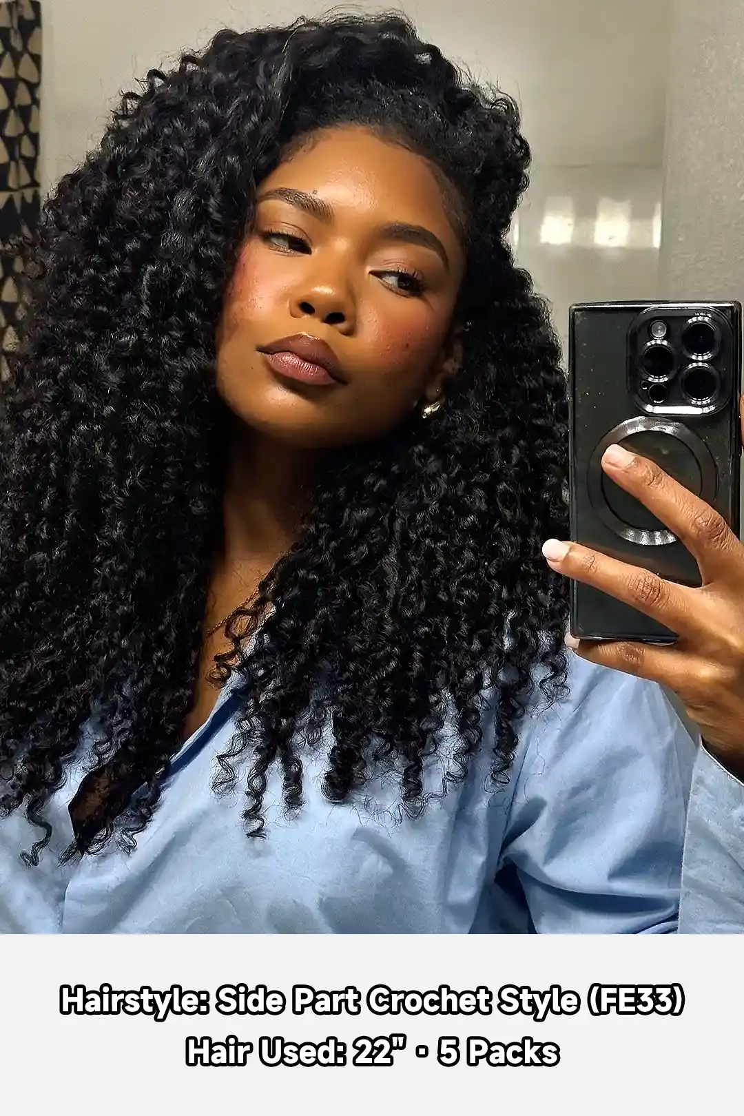 Double Drawn Burmese Curly with Spiral Ends Feather Crochet Hair FE33 - Image 3