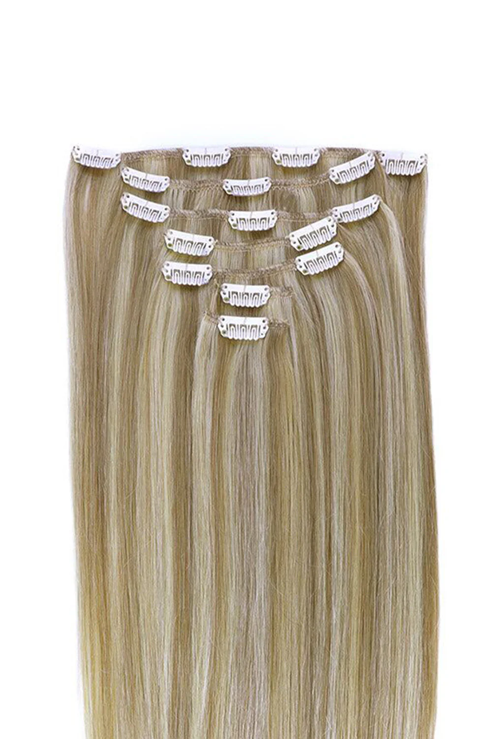 Highlighted Clip-in Extensions Blonde With Blonde Highlights Remy Hair - Image 3