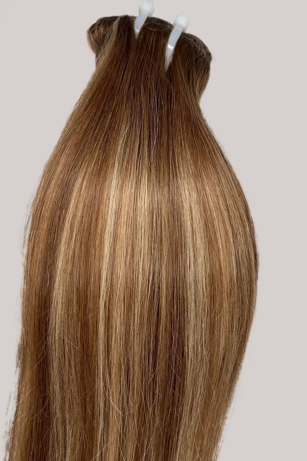 Clip-in Extensions Lace Edge Double Weft Brown With Blonde Highlights - Image 4