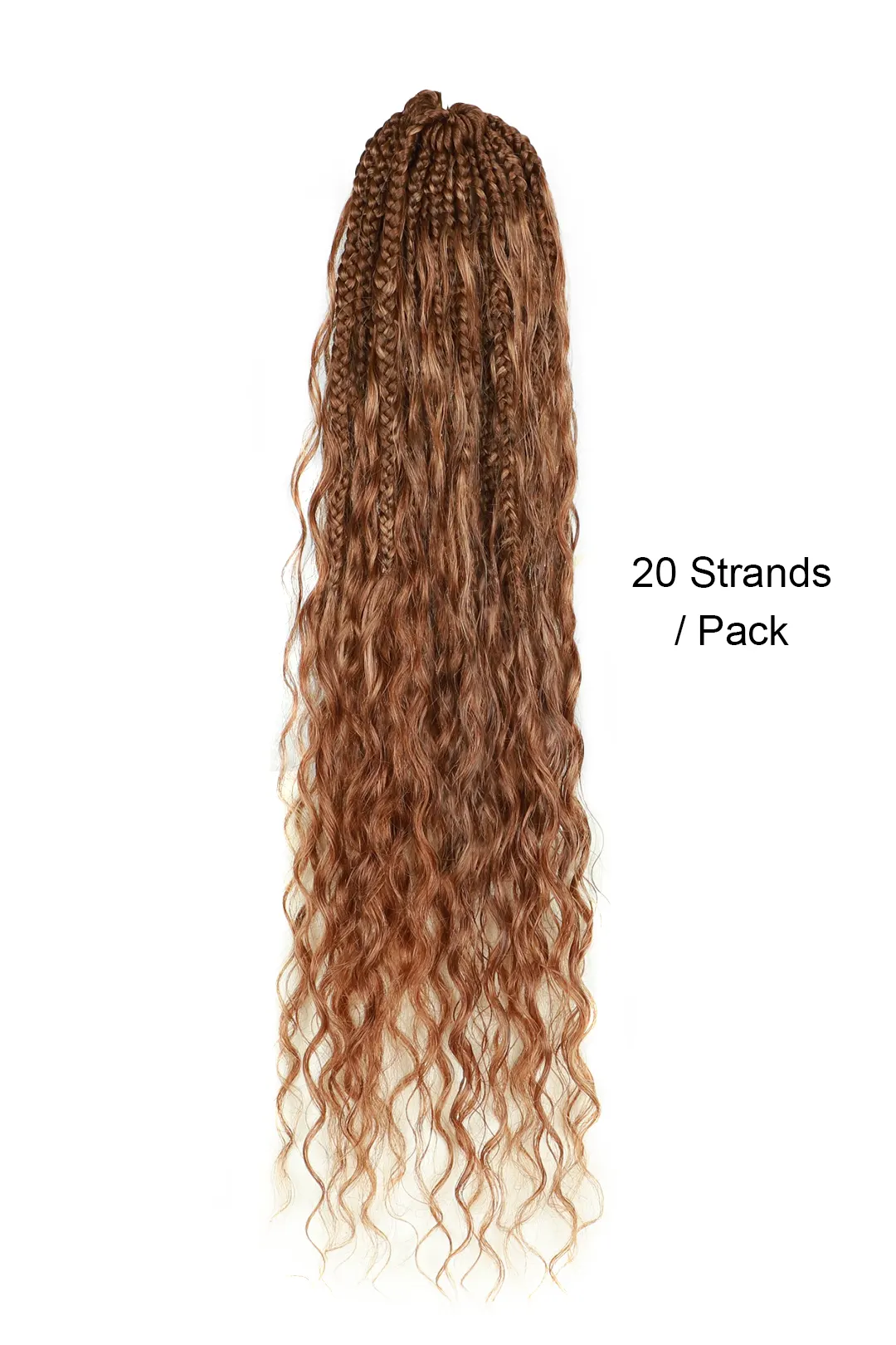 Color 30# Boho Crochet Box Braids with Human Hair Curls Deep Wave BB05 - Image 2