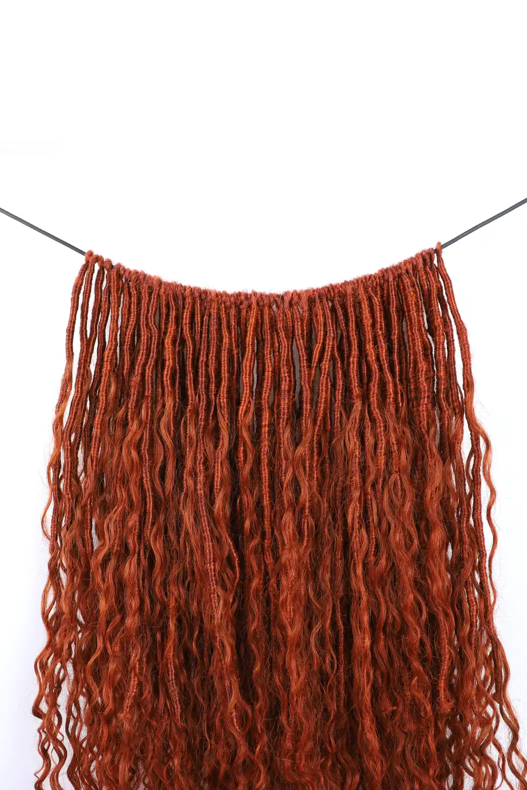 Copper Red Crochet Faux Locs Braids with Human Hair Curls BB09 - Image 5