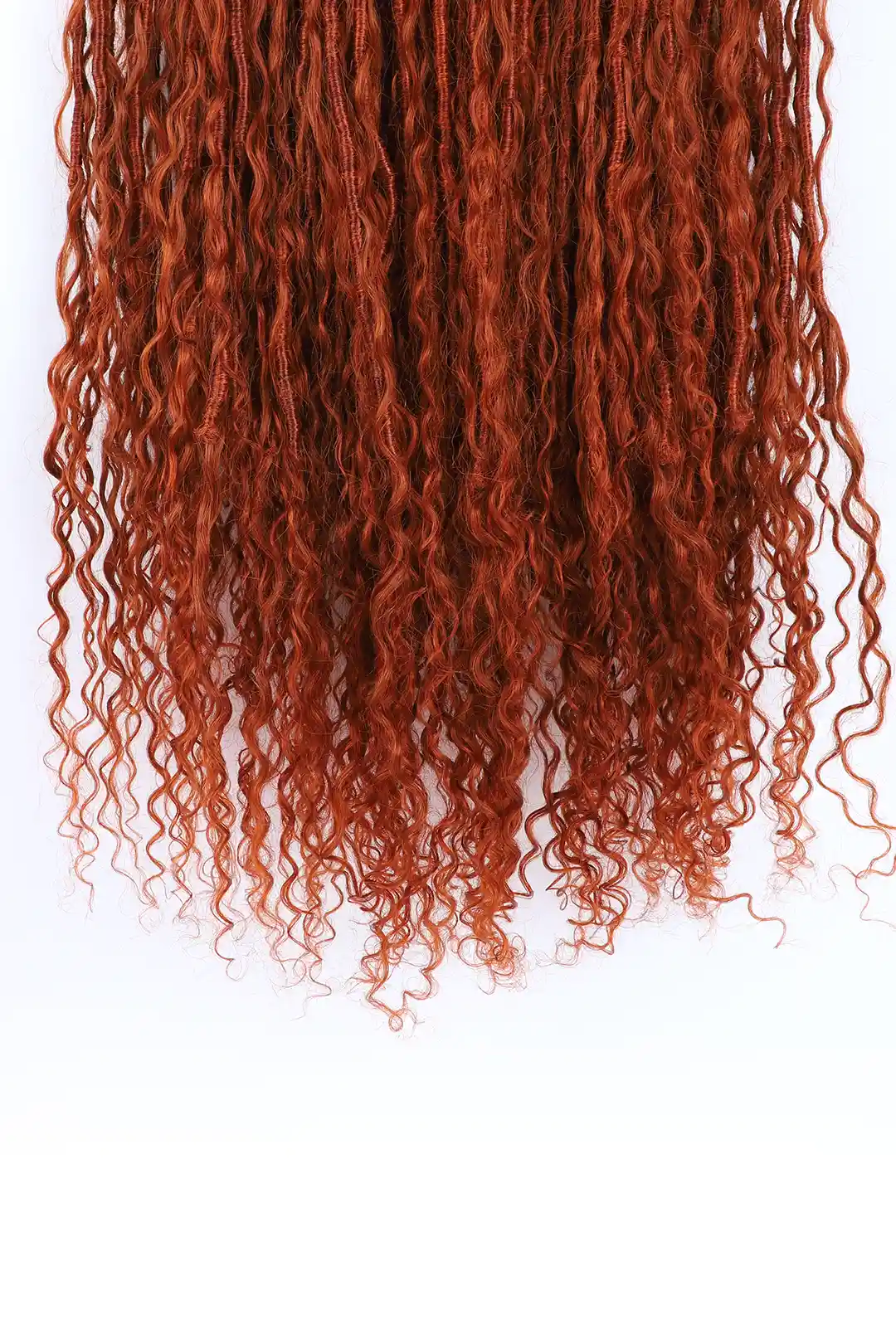 Copper Red Crochet Faux Locs Braids with Human Hair Curls BB09 - Image 6
