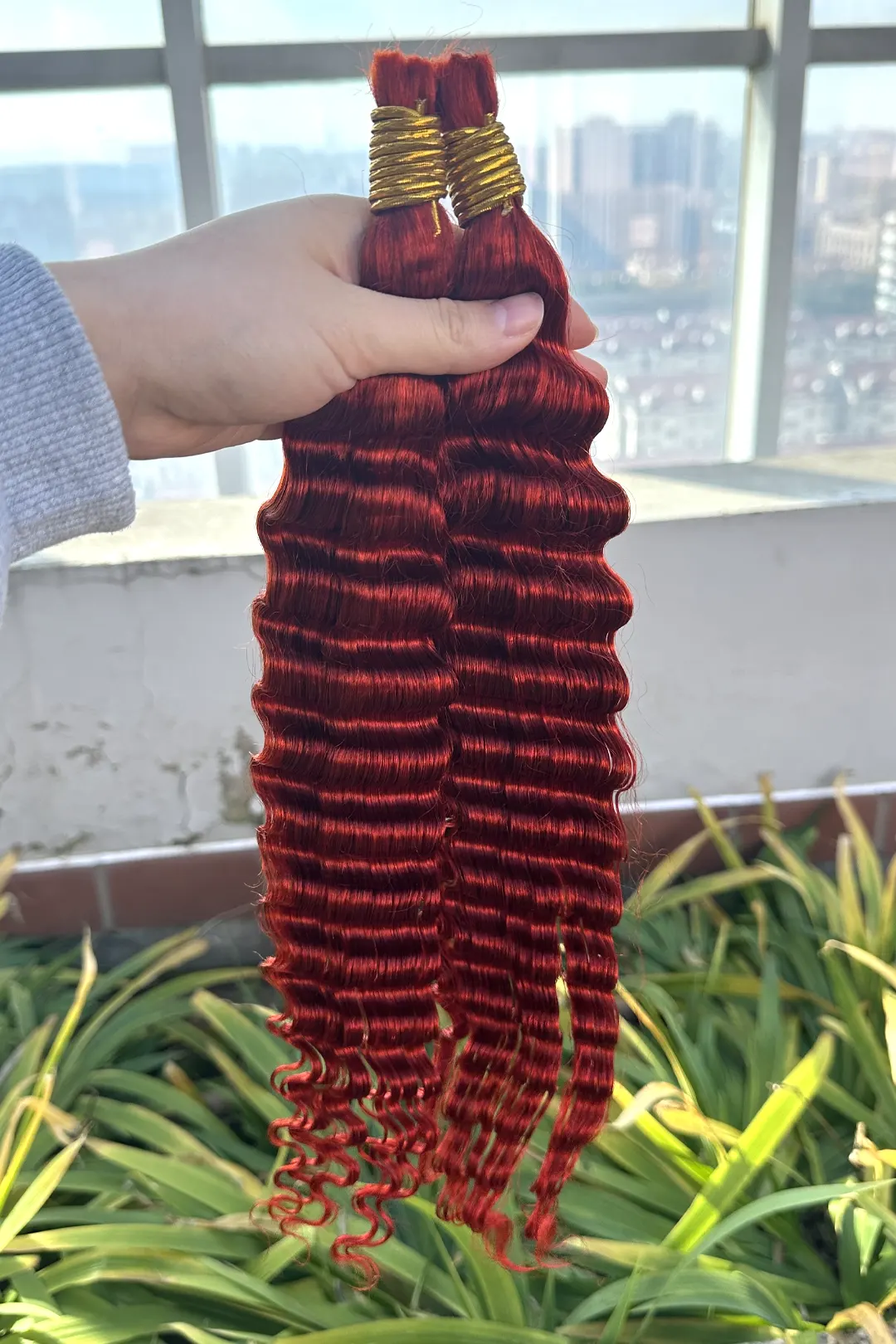 Copper Red Deep Wave Bulk Human Hair For Braiding BU23 - Image 3
