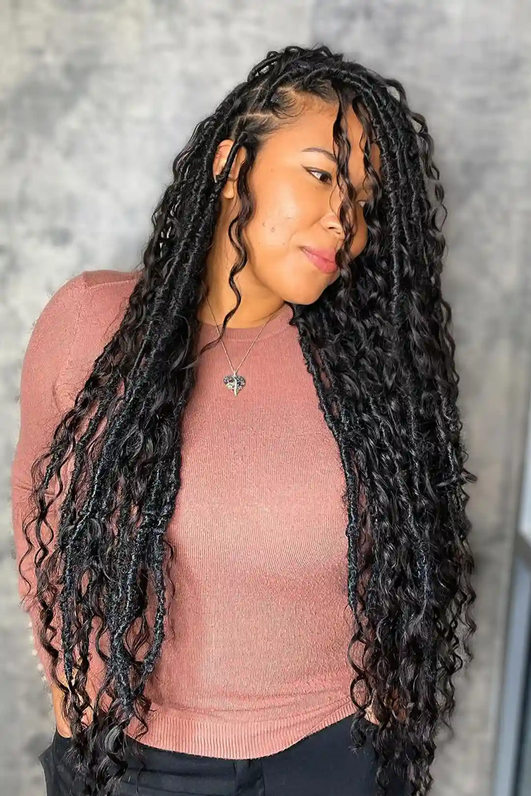 Crochet Faux Locs Braids with Human Hair Curls Deep Wave Pre-Looped BB02 - Image 10