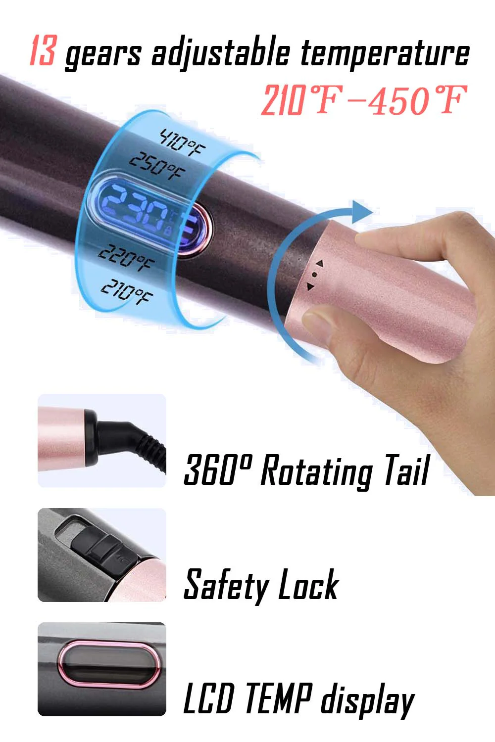 Curl and Straightener 2 in 1 Rotating Iron with Micro Guide Combs - Image 4