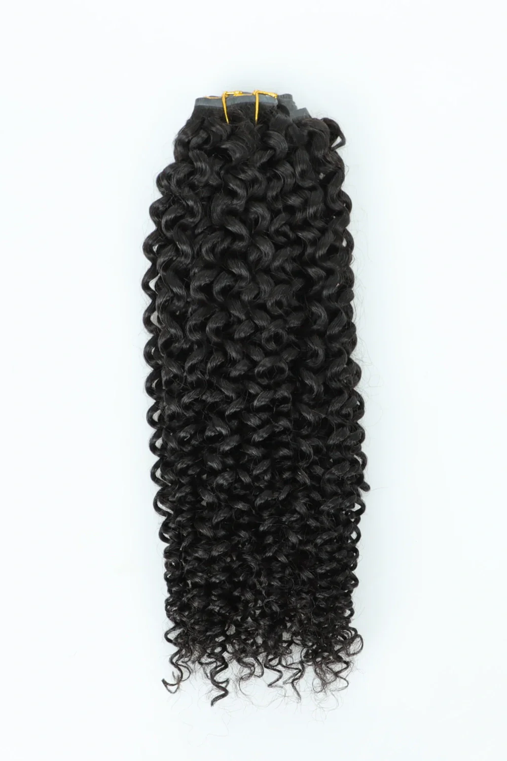 Double Drawn Curly Seamless Clip in Hair Extensions Natural Black - Image 4