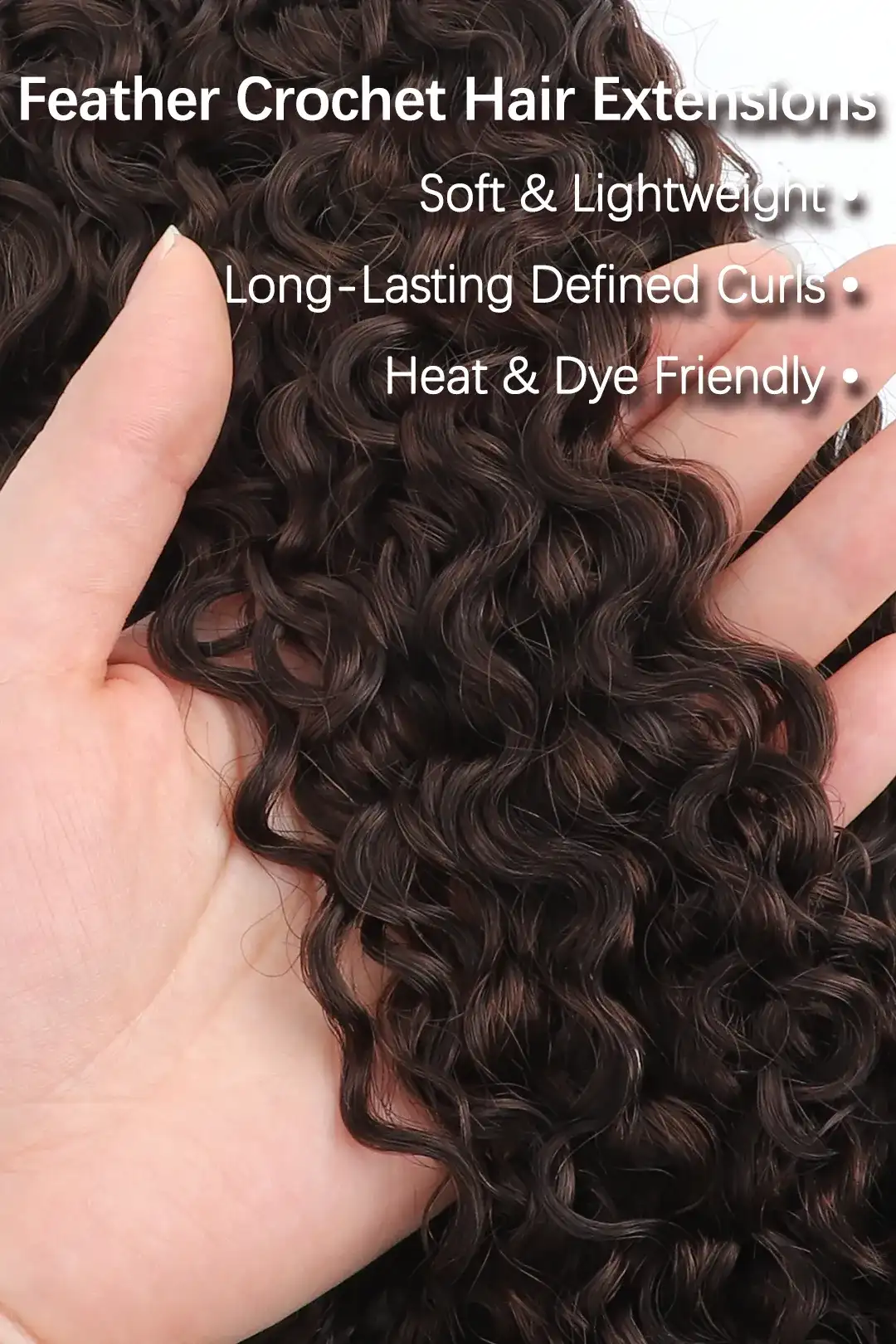 Dark Brown #4 Burmese Curly with Spiral Curls Feather Crochet Miracle Knots Hair - Image 3