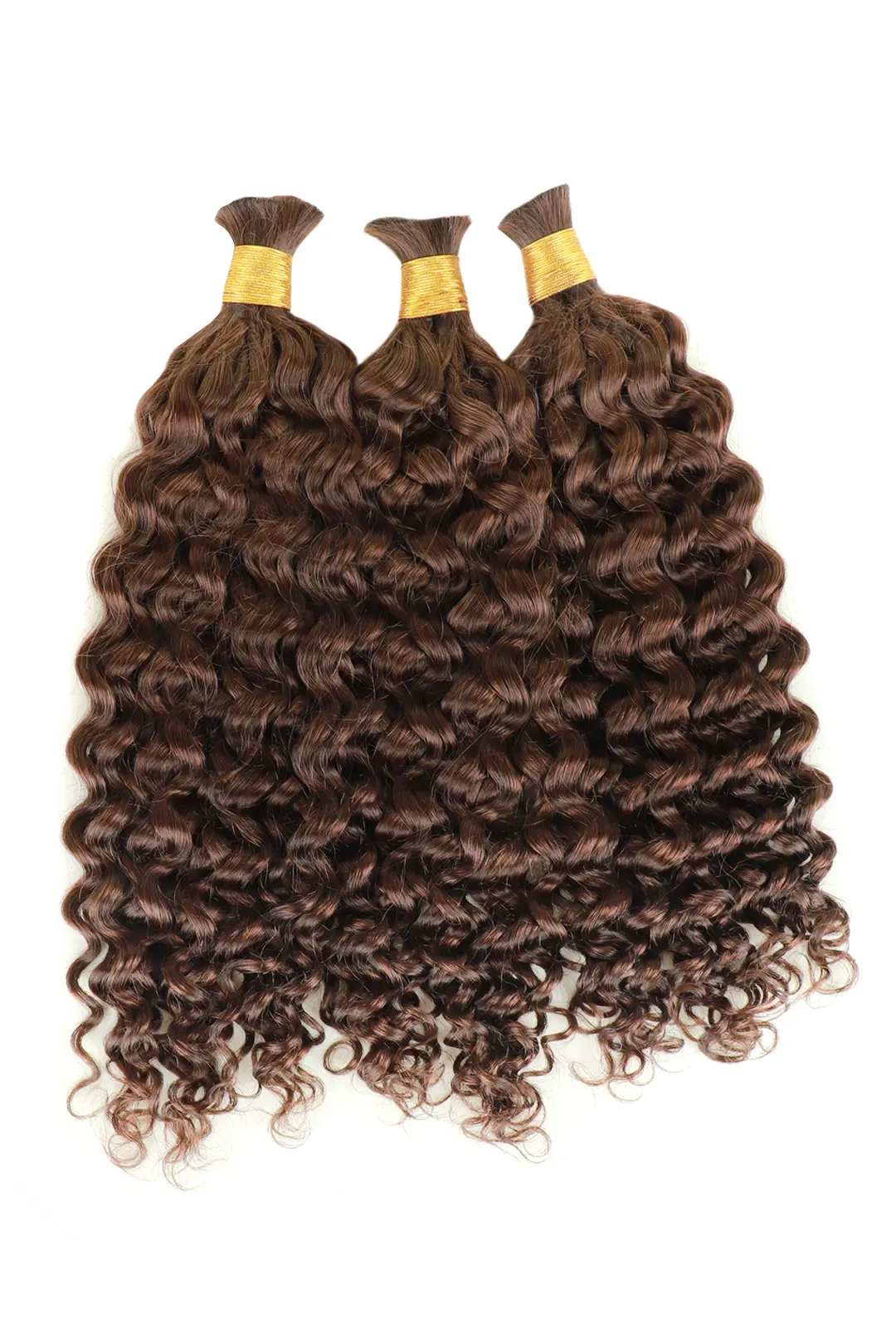 Double Drawn Dark Brown #4a Color Water Wave Bulk Human Hair BU42 - Image 3