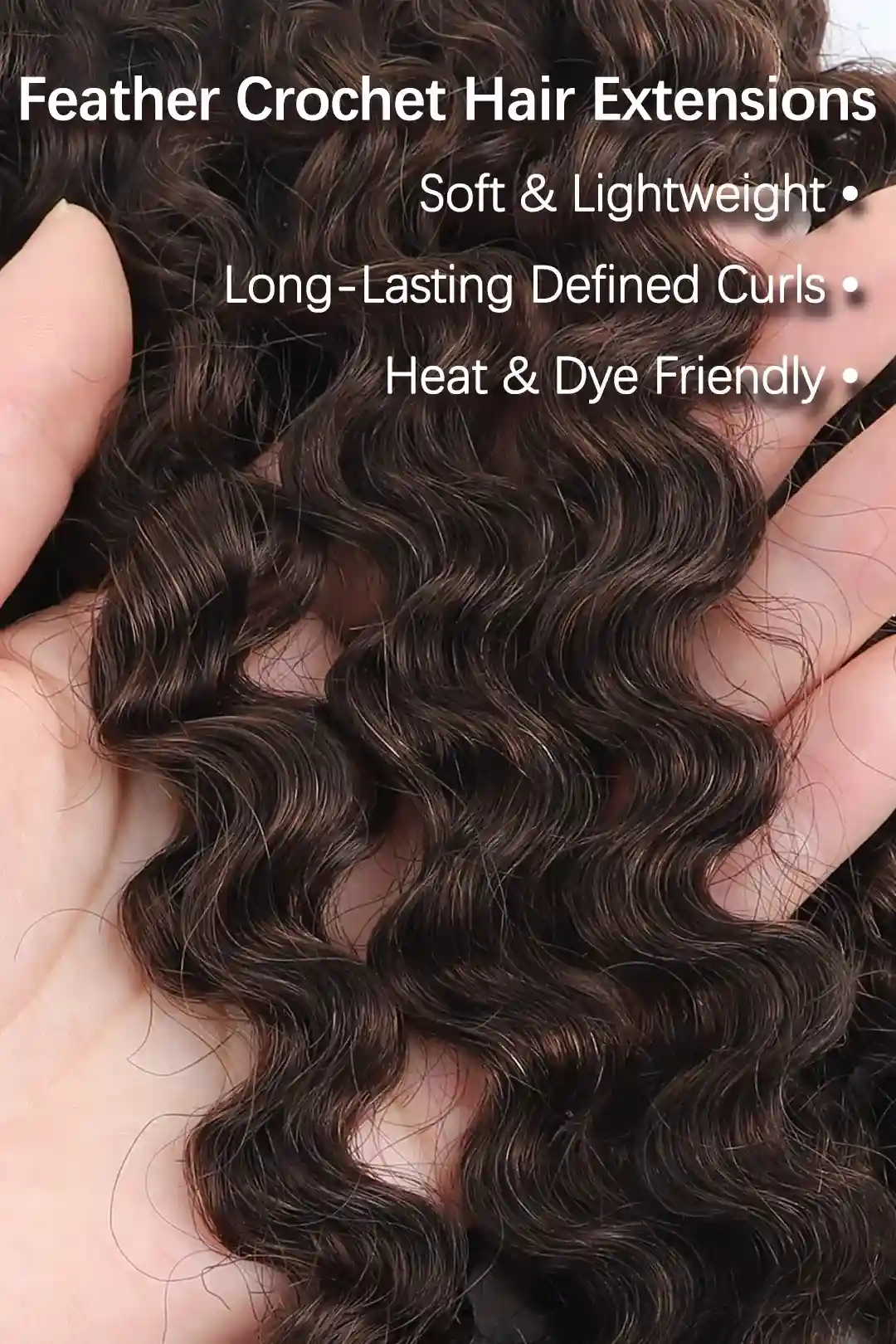 Dark Brown #4A Water Deep Wave Feather Crochet Miracle Knots Hair - Image 3