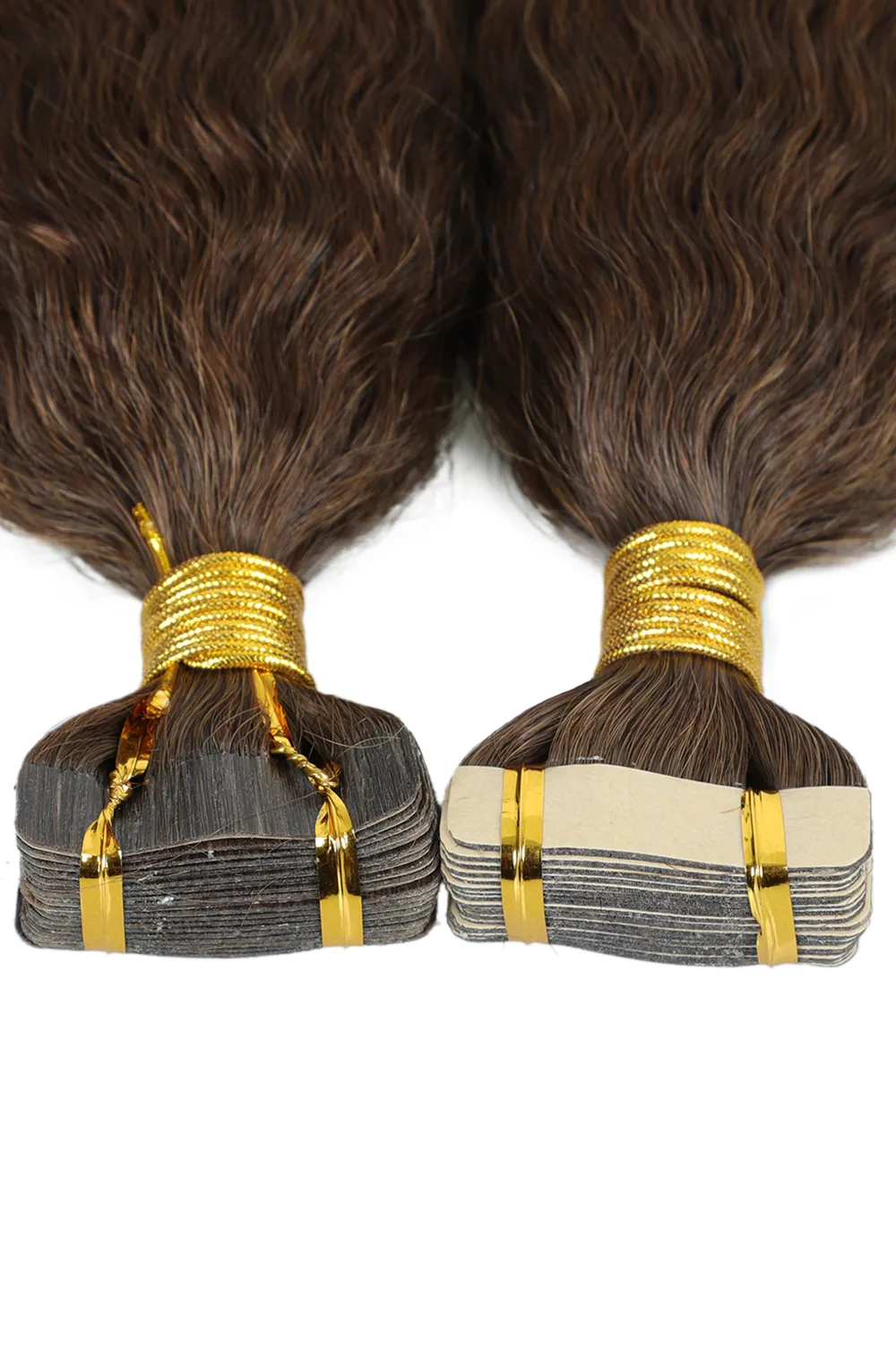 Dark Brown Kinky Straight Tape-In Hair Extensions Human Hair - Image 2