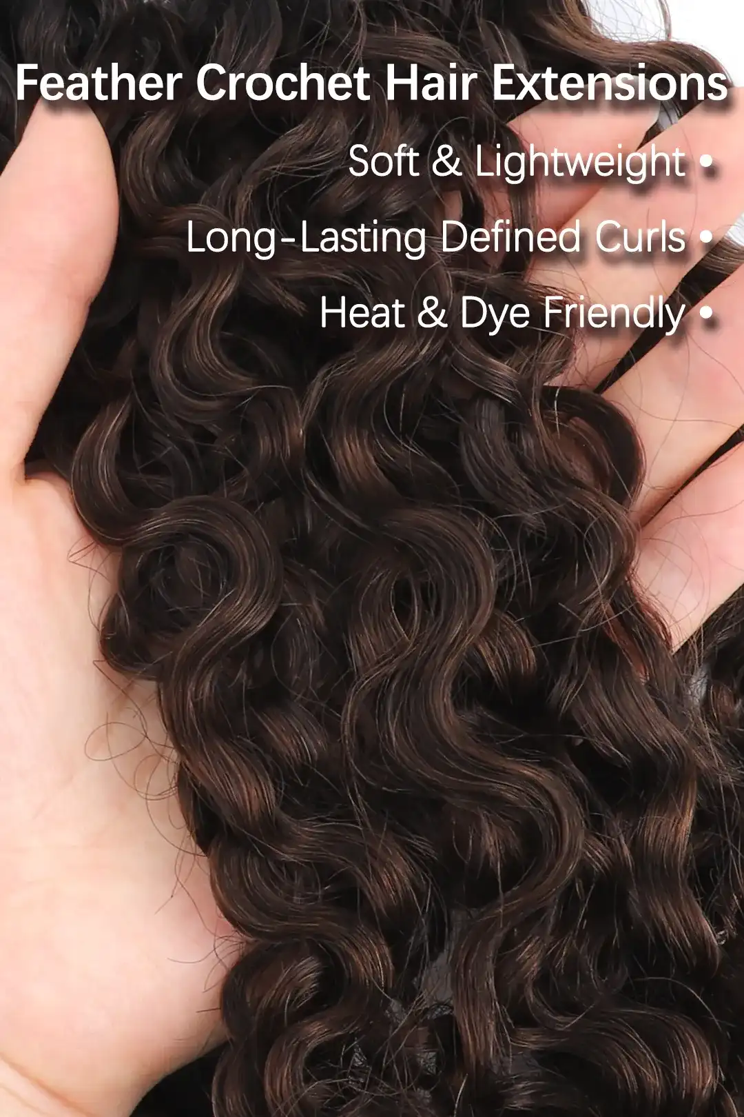 Dark Brown Ombre Water Deep Wave Feather Crochet Hair - T1B/4A Human Hair - Image 3