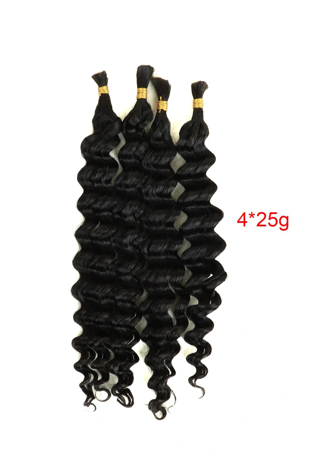 Double Drawn Deep Wave Bulk Human Hair For Braiding Natural Black 25g - Image 3