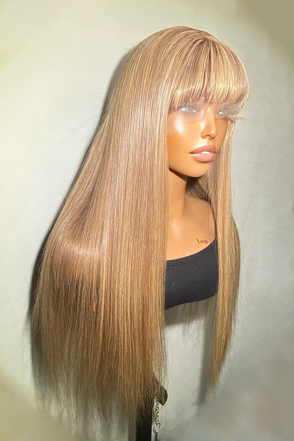 Designer Wigs-13*6 Sleek Highlights Long Silky Straight Wig With Bangs - Image 3