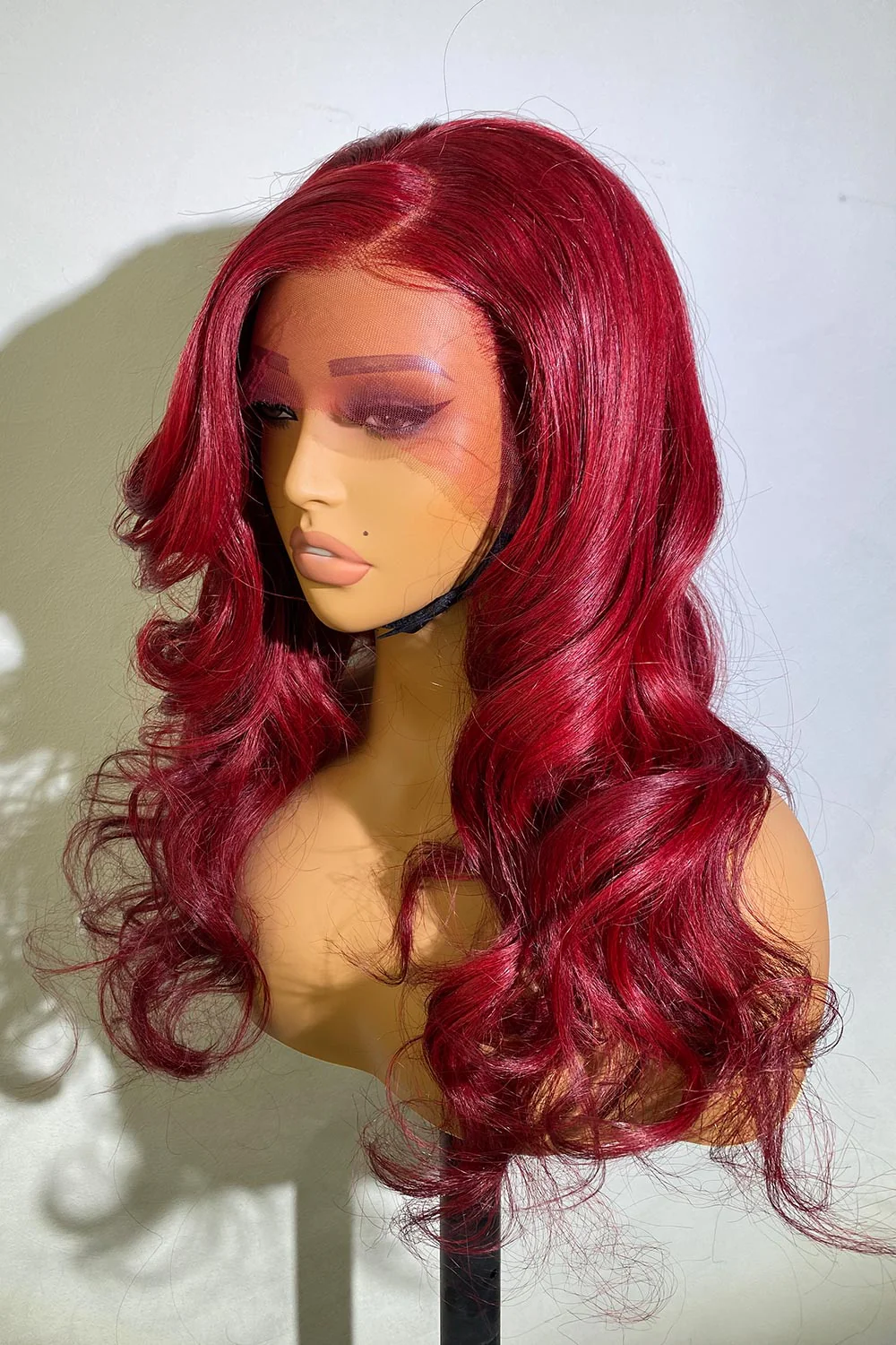 Designer Wigs-Dark Plum Color Loose Wave Undetectable Invisible Lace Wig I C Part Wig - Image 2