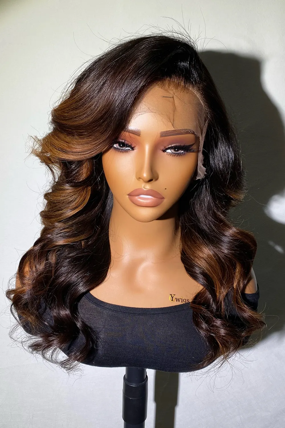 Designer Wigs-13*6 HD Ombre Brown Dark Roots Wave Wig - Image 3