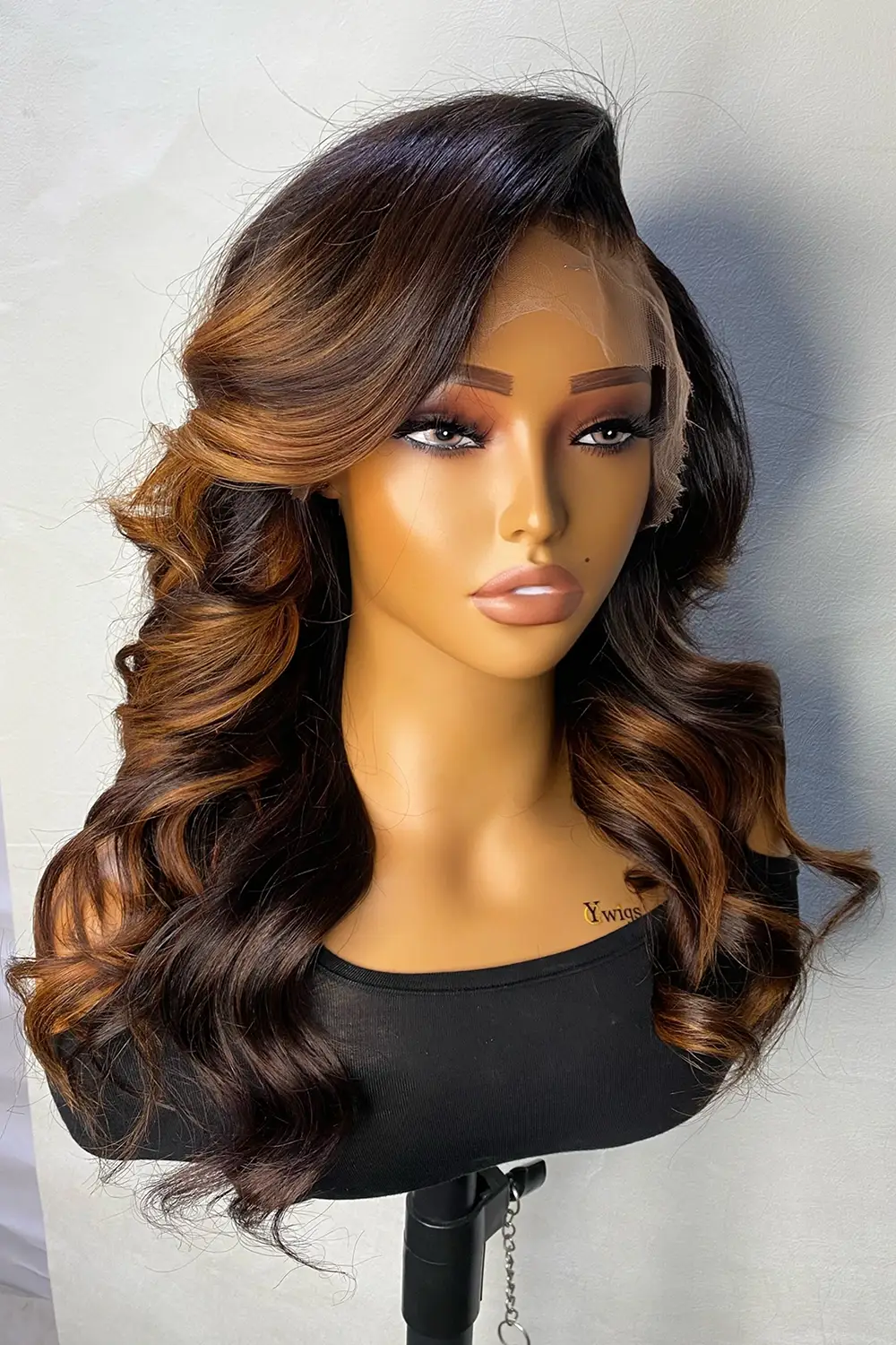 Designer Wigs-13*6 HD Ombre Brown Dark Roots Wave Wig - Image 4
