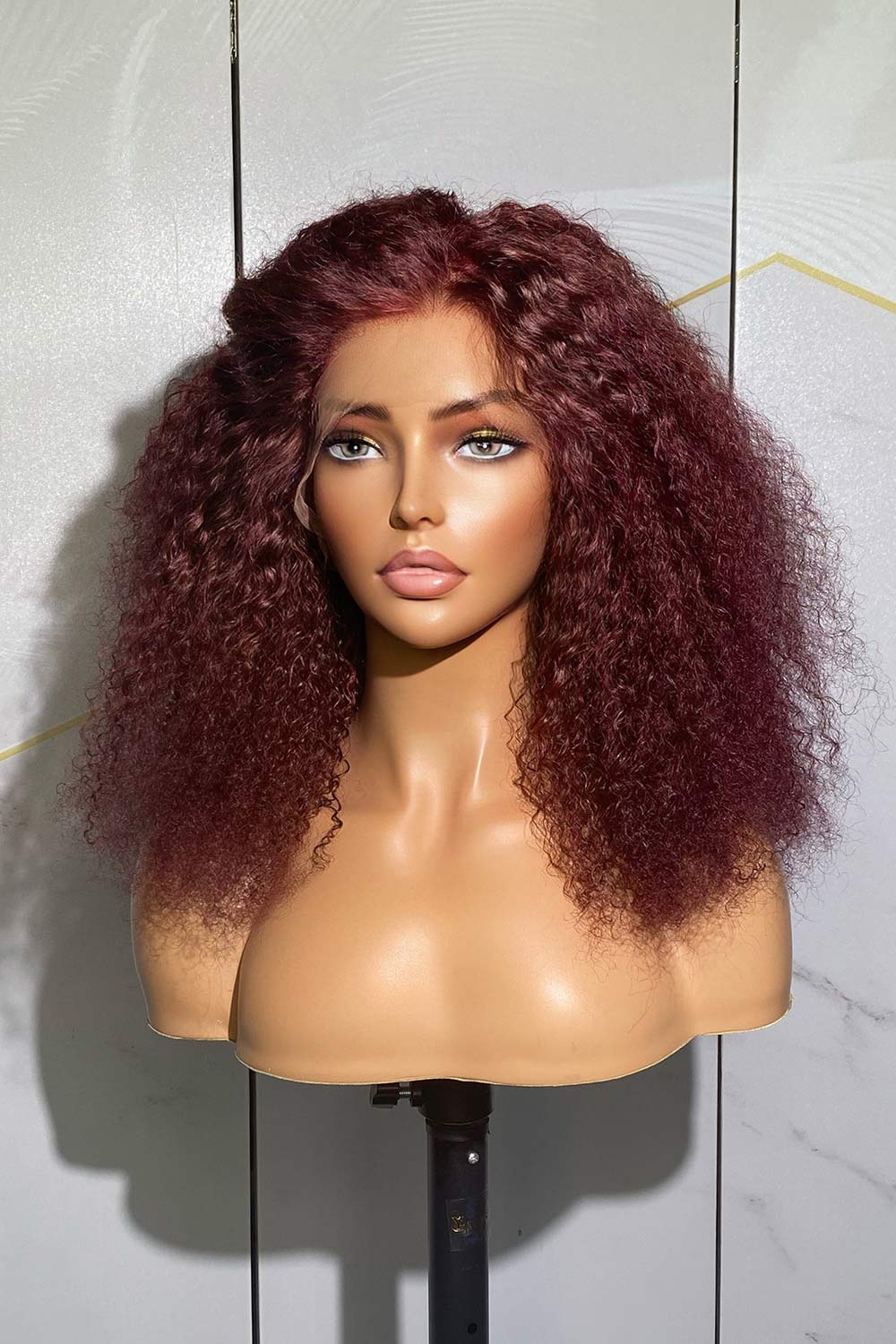 Designer Wigs-13*6 Lace Front 99J 16 Inch Kinky Curly