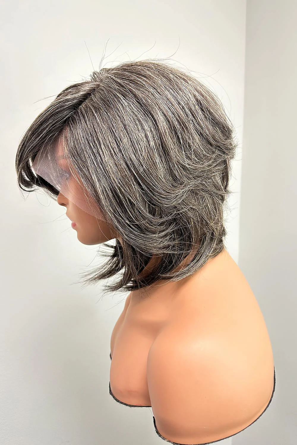 Designer Wigs-13*6 Lace Front Wig Silver Grey For Lady Pixie Bob - Image 6