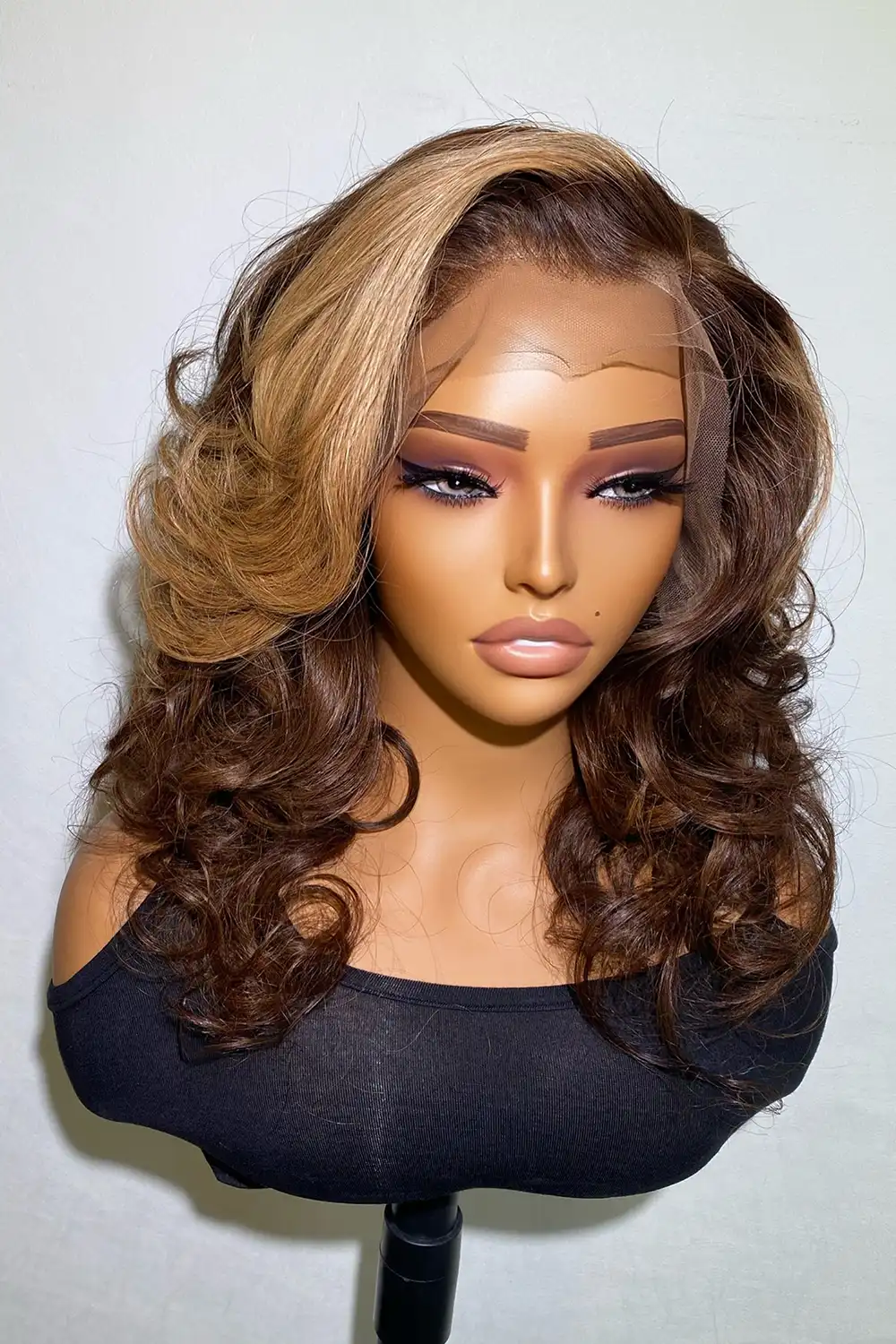 Designer Wigs-Brown Mix Black Loose Wave 13x4 Light Brown C Part - Image 2