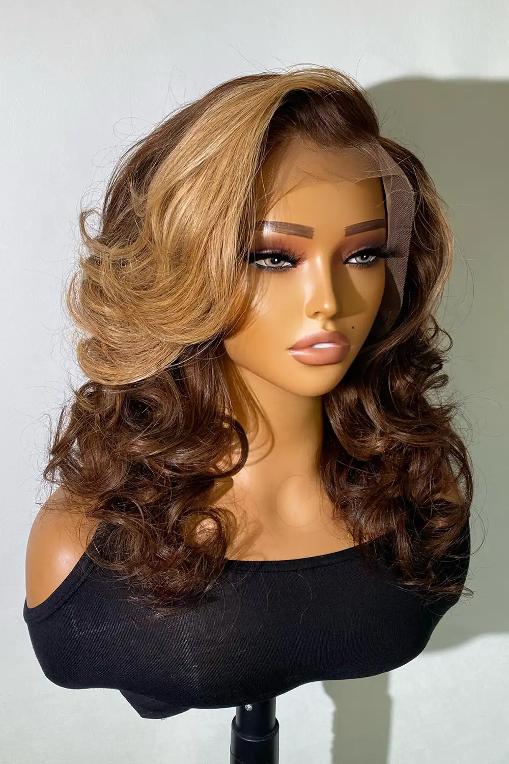 Designer Wigs-Brown Mix Black Loose Wave 13x4 Light Brown C Part - Image 4