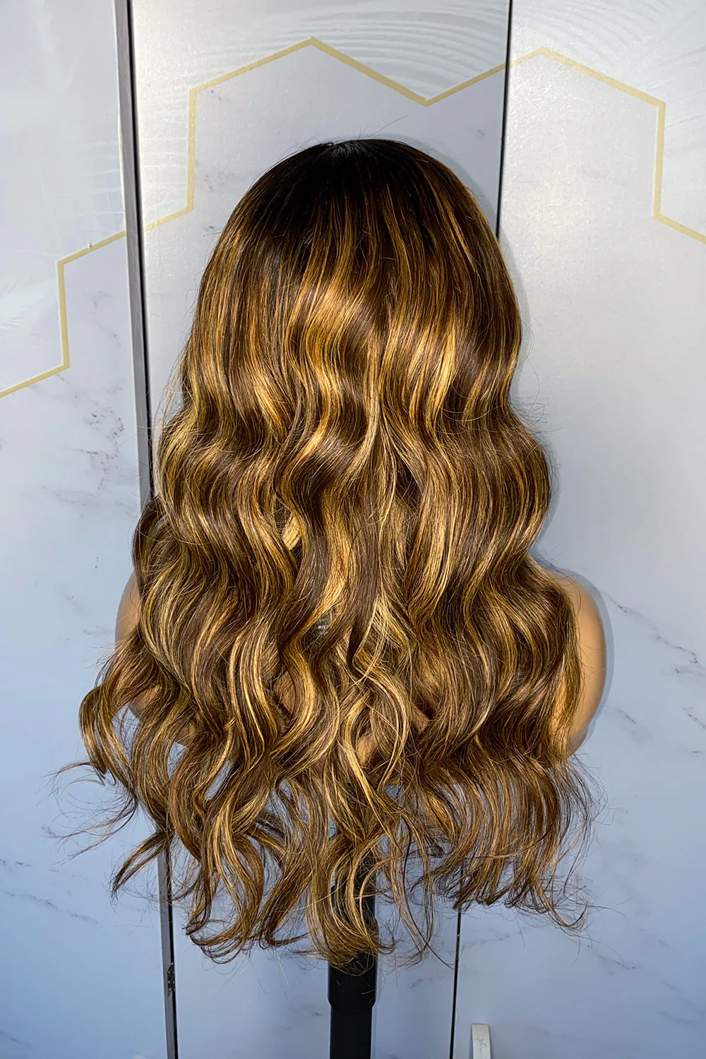 Designer Wigs-Chestnut Brown Highlights Glueless 13x6 Frontal Lace Wig - Image 4