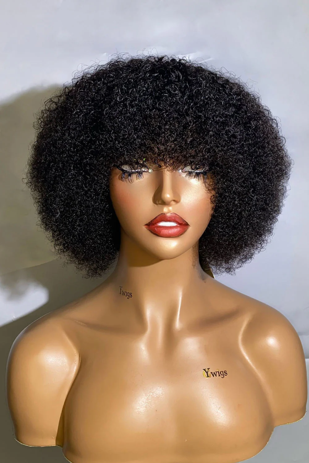 Designer Wigs-Coily Curly Non Lace Scalp Top Human Hair Wigs - Image 3