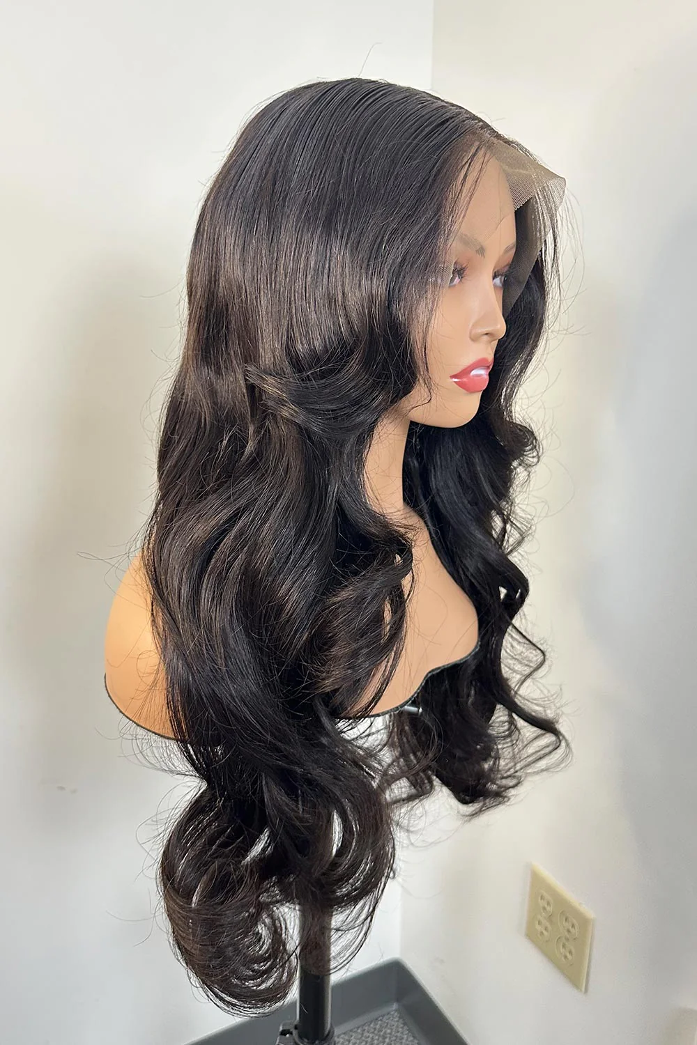 Designer Wigs-Elegant Natural Black Wavy 13x6 Lace Wigs - Image 2
