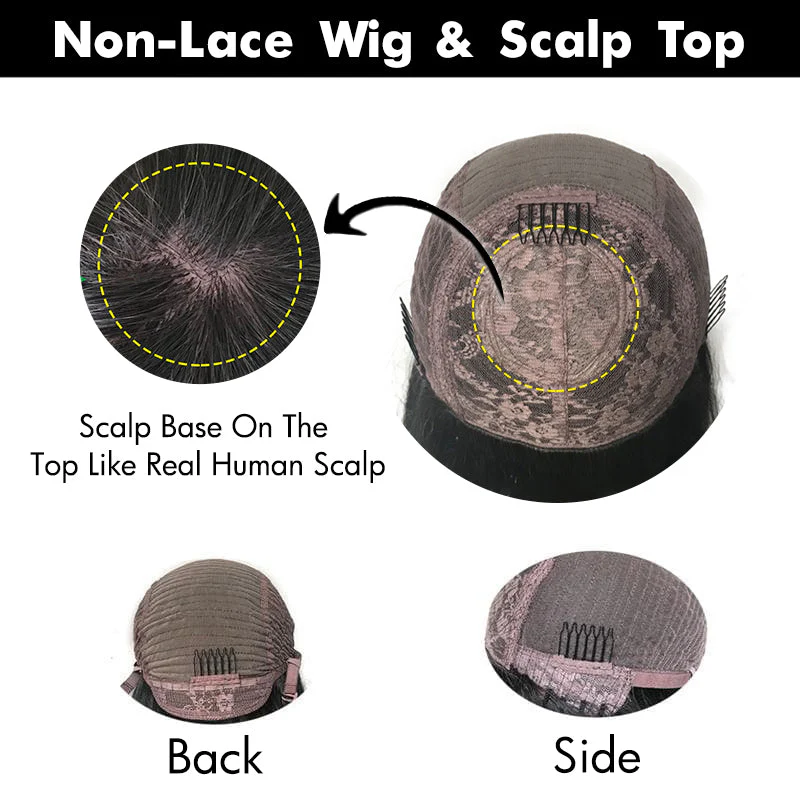 Designer Wigs - Jerry Curly No Lace Scalp Top Glueless Short Wig With Bangs - Image 4