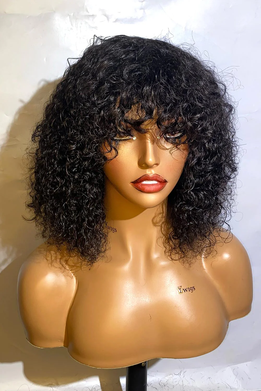 Designer Wigs-Super Easy Curly Wig With Bangs 12 inch - Image 4