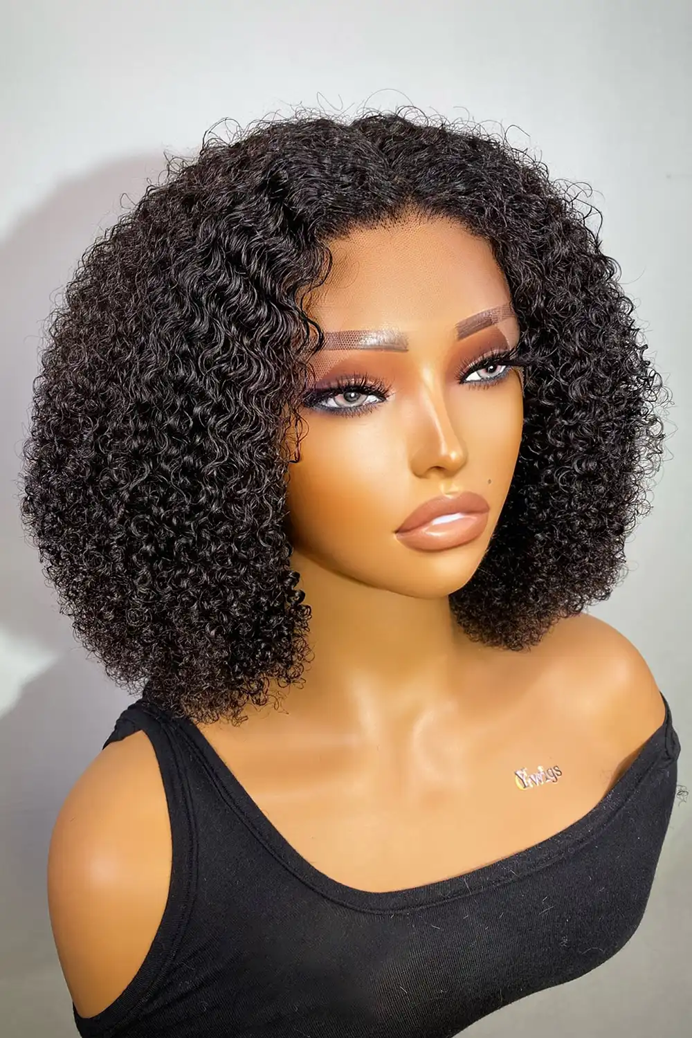 Designer Wigs-Super Full Kinky Curly Neck Length Natural Hairline Wig
