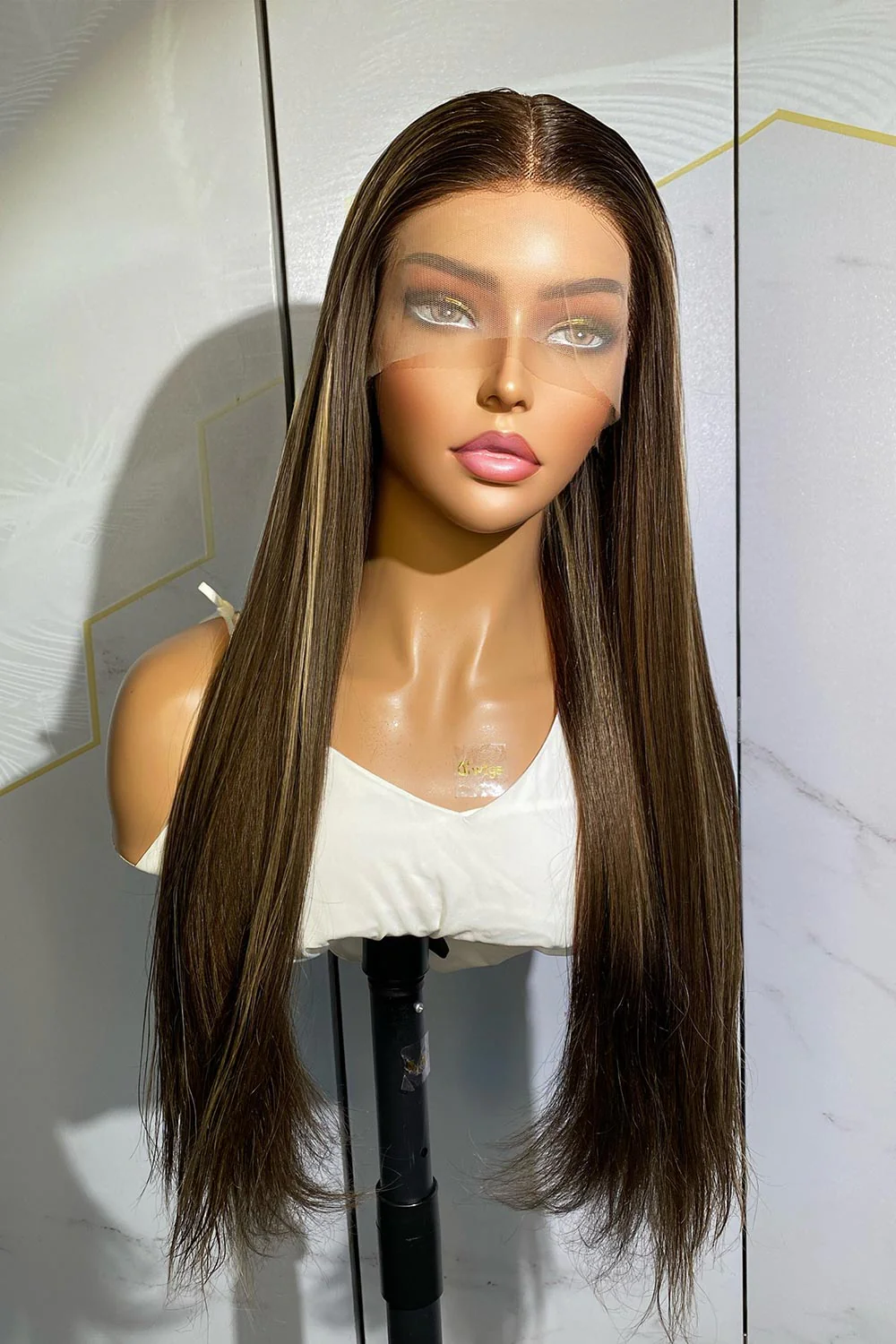 Designer Wigs-T Part Lace Wig 150% Density With Stunning Highlights - Image 8