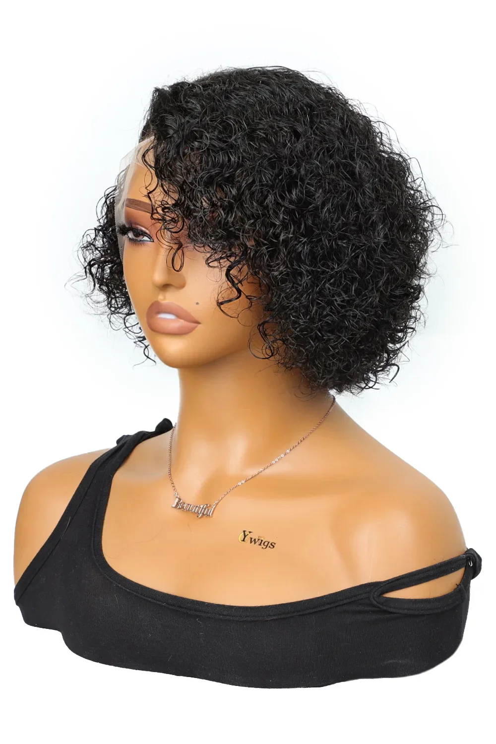 Designer Wigs-Trendy Short Cut Curly Minimalist Full Lace Front Wigs - Image 2