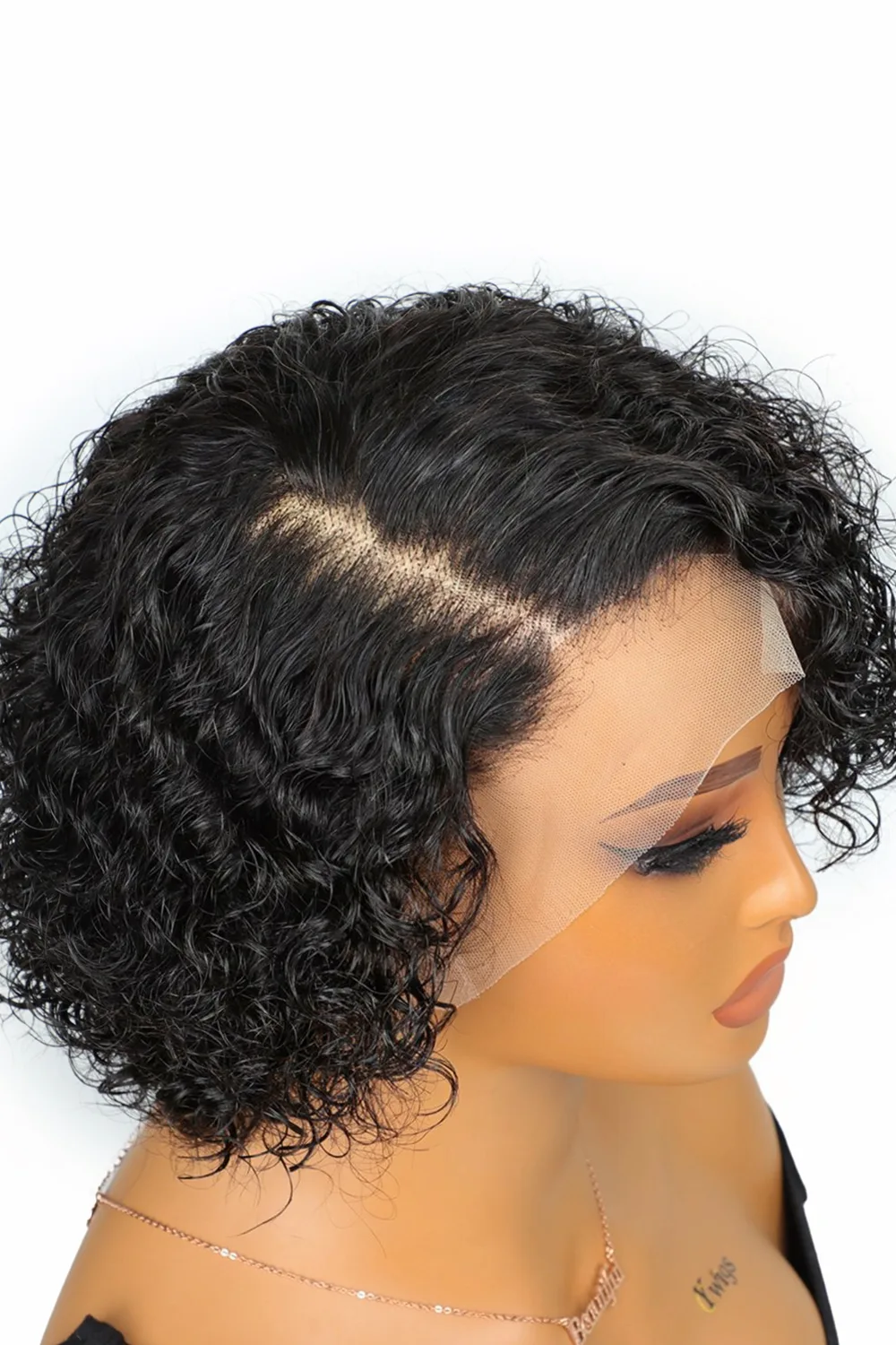 Designer Wigs-Trendy Short Cut Curly Minimalist Full Lace Front Wigs - Image 3