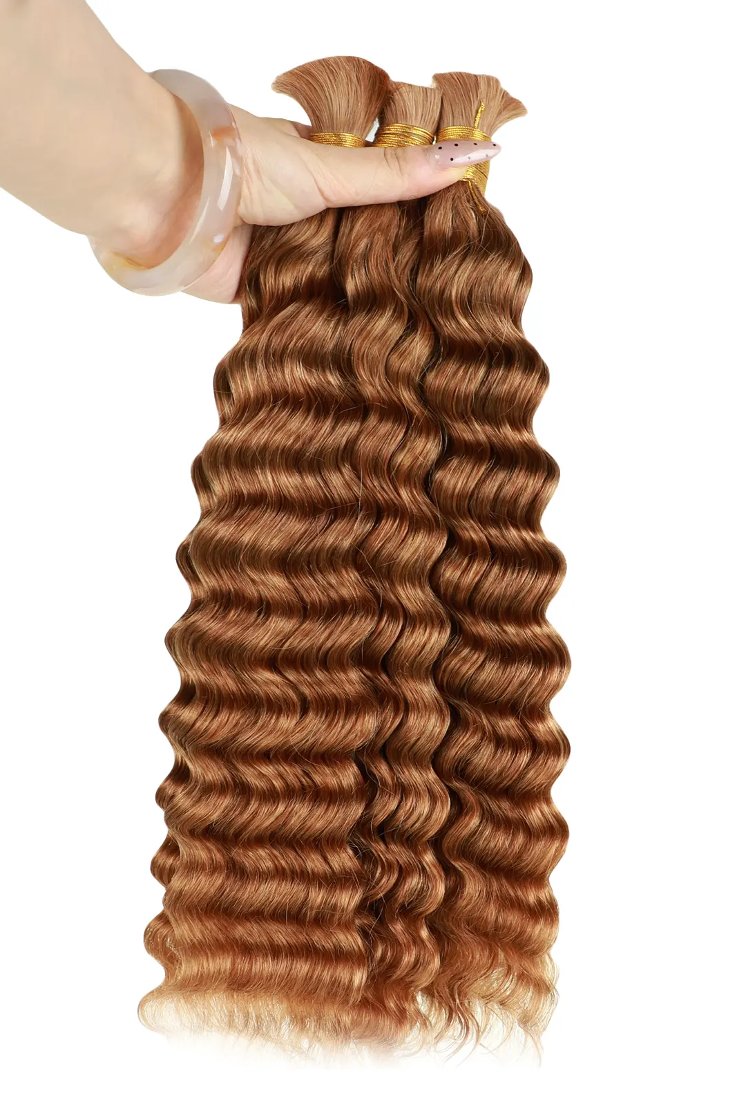 Double Drawn #30a Light Auburn Bulk Hair Deep Wave BU46 - Image 2
