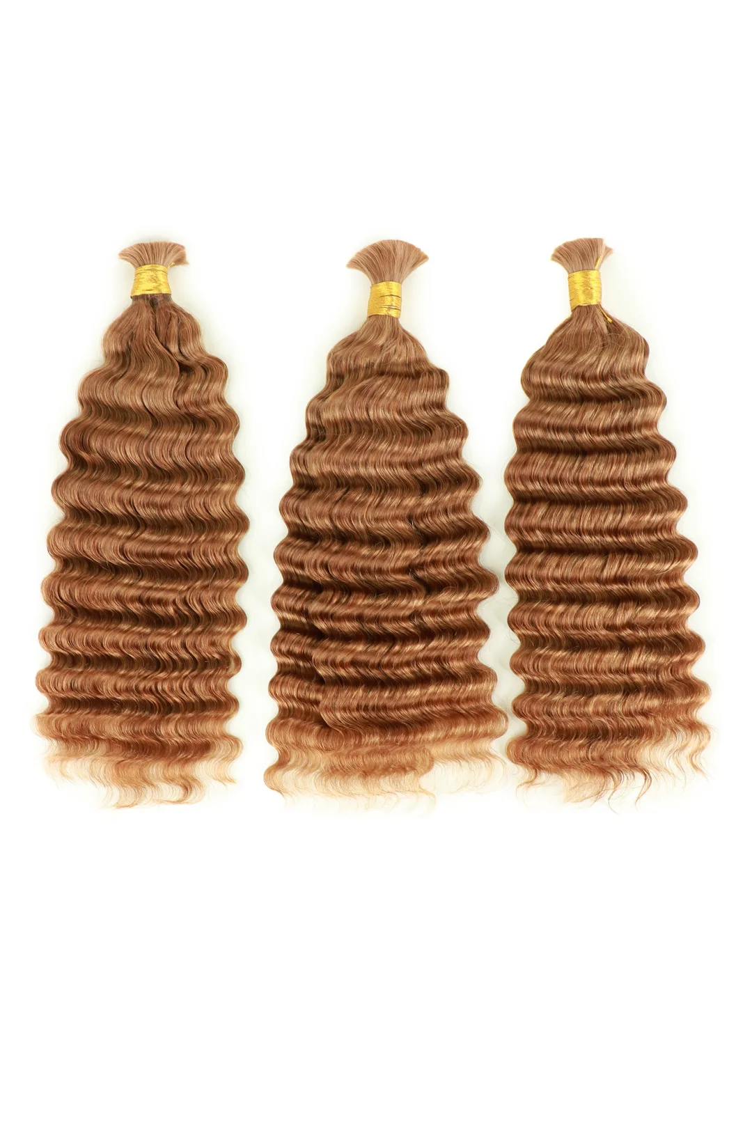 Double Drawn #30a Light Auburn Bulk Hair Deep Wave BU46 - Image 4
