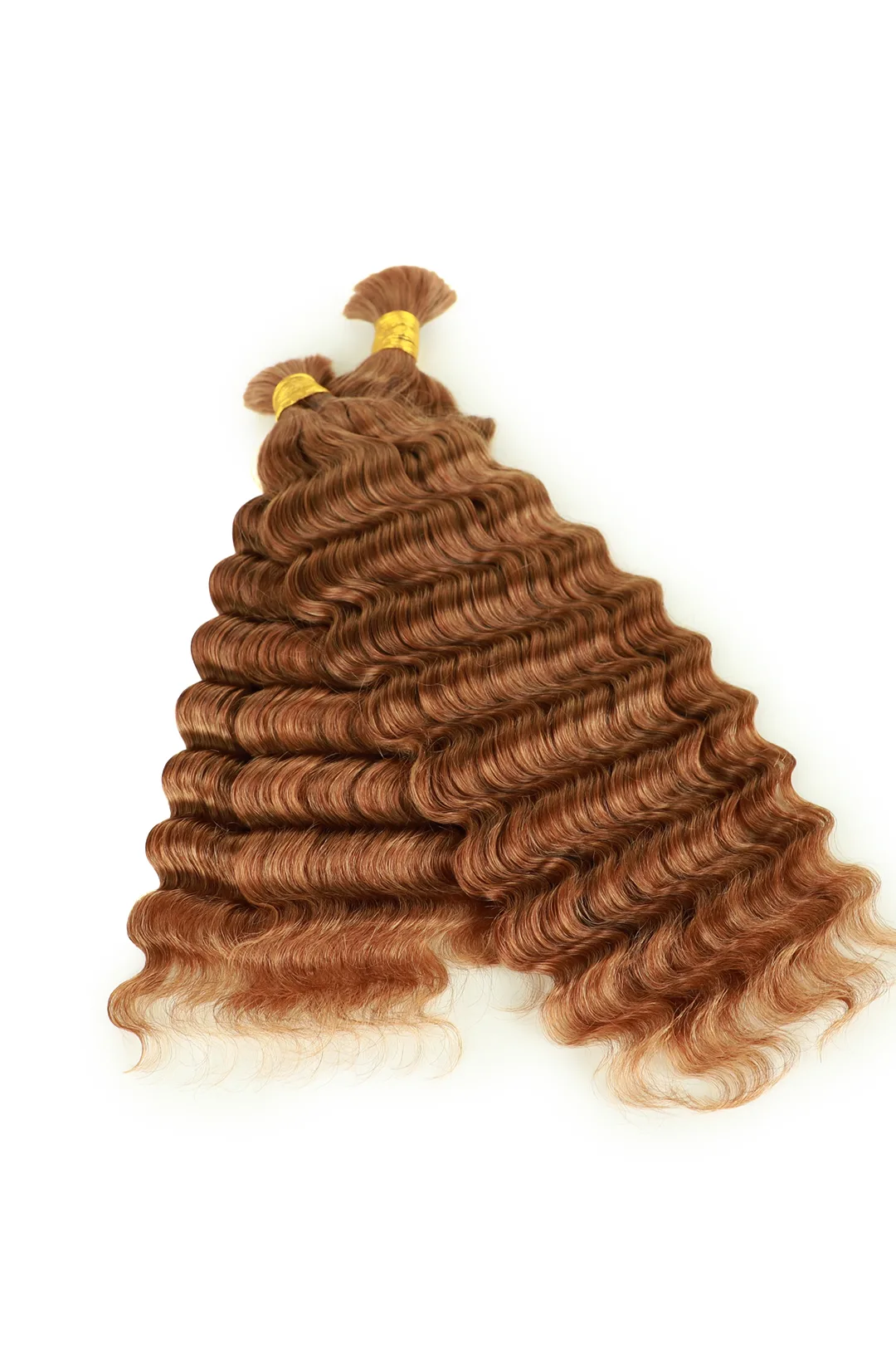 Double Drawn #30a Light Auburn Bulk Hair Deep Wave BU46 - Image 5