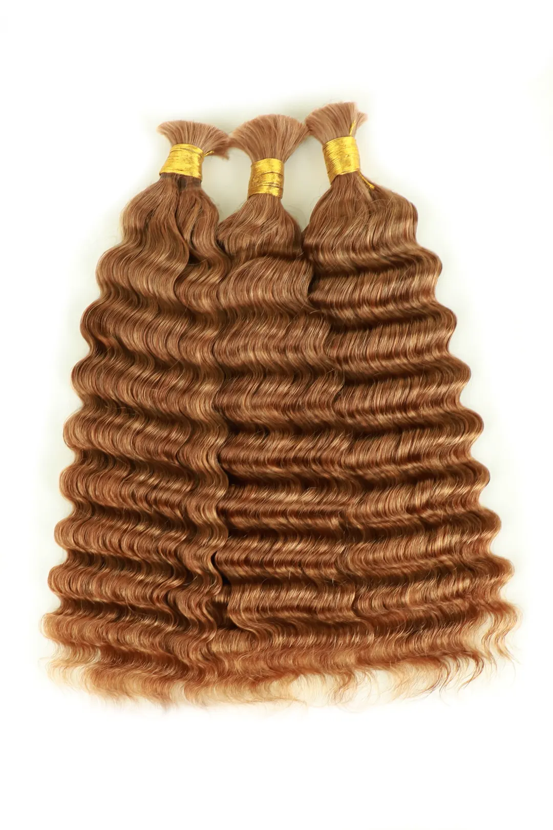 Double Drawn #30a Light Auburn Bulk Hair Deep Wave BU46 - Image 6