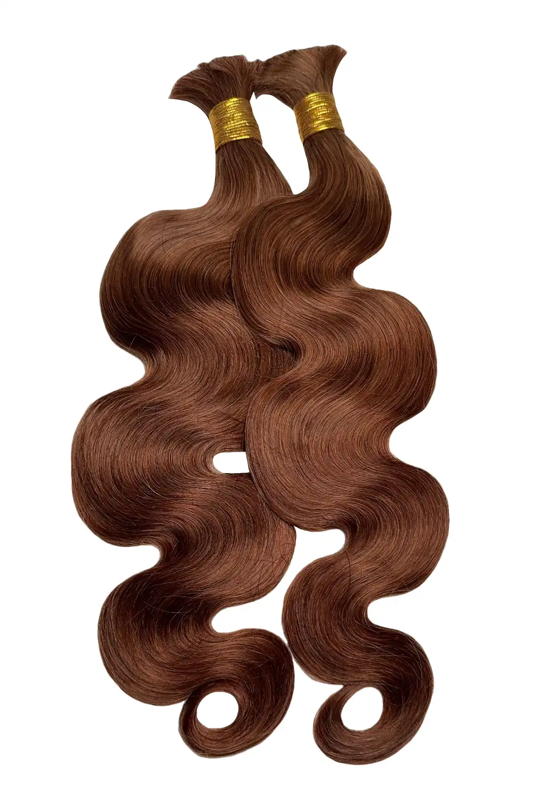 Double Drawn Auburn Brown Body Wave Bulk Hair BU60 - Image 3