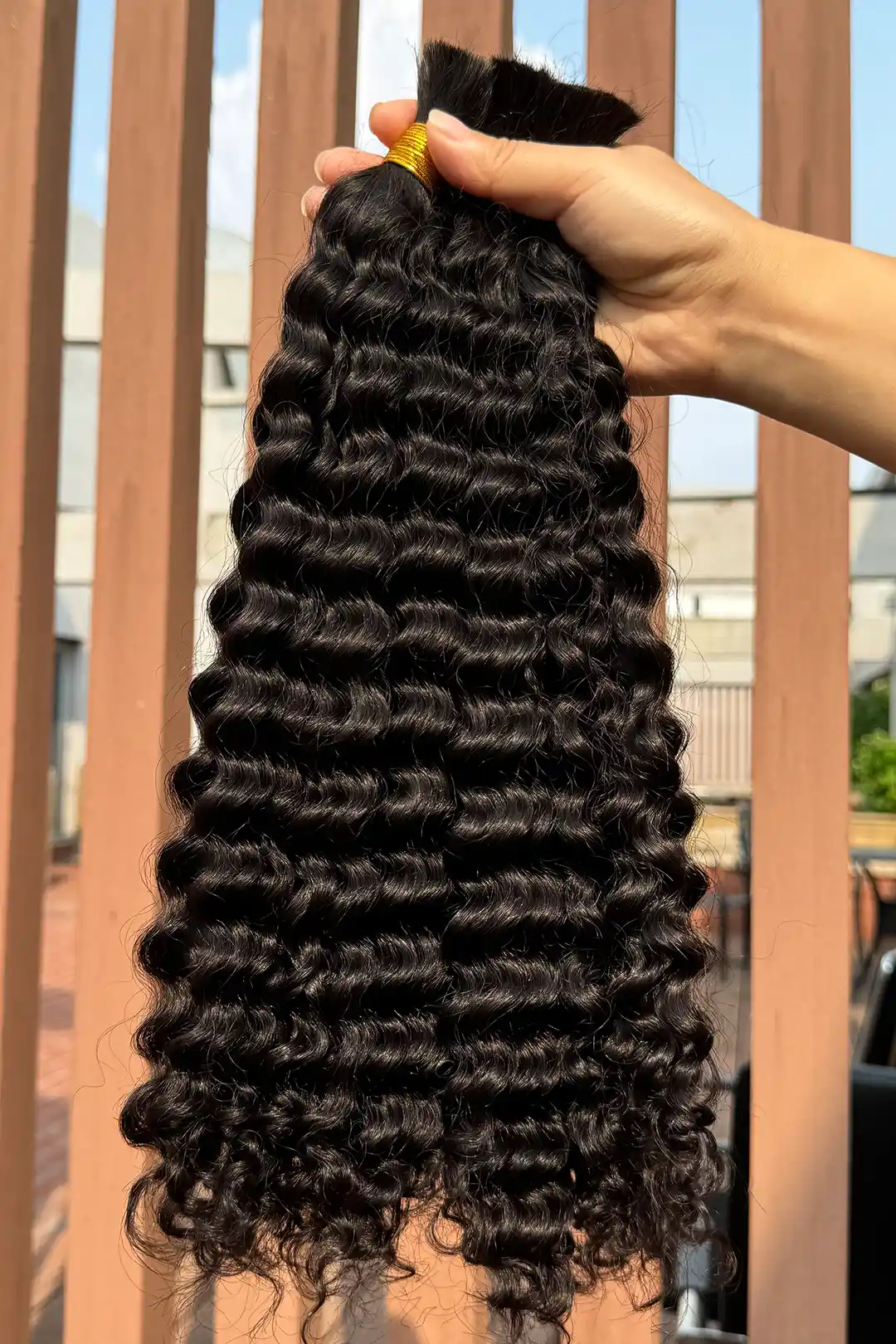 Double Drawn Burmese Curly Bulk Human Hair For Braiding BU49 - Image 3