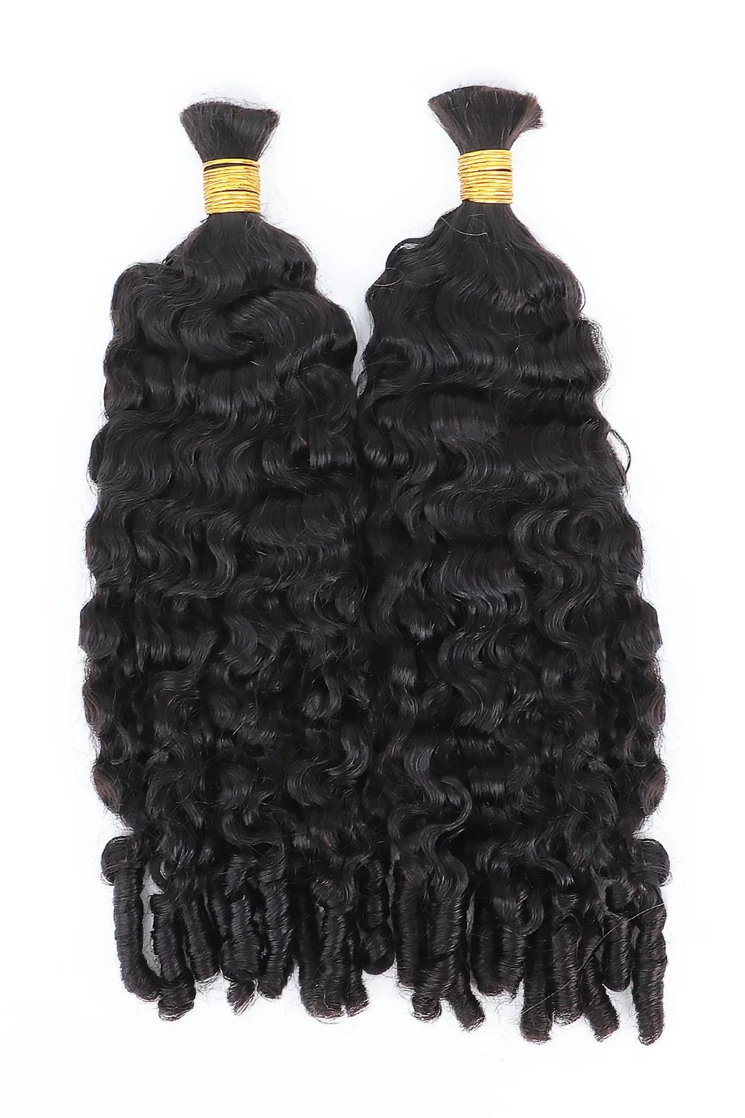 Double Drawn Burmese Curly with Spiral Curls Ends Bulk Hair - Image 4