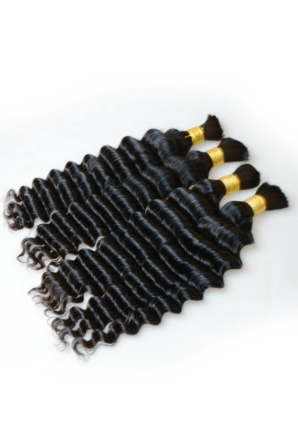 Deep Wave Bulk Human Hair For Braiding Natural Black BU03 - Image 3