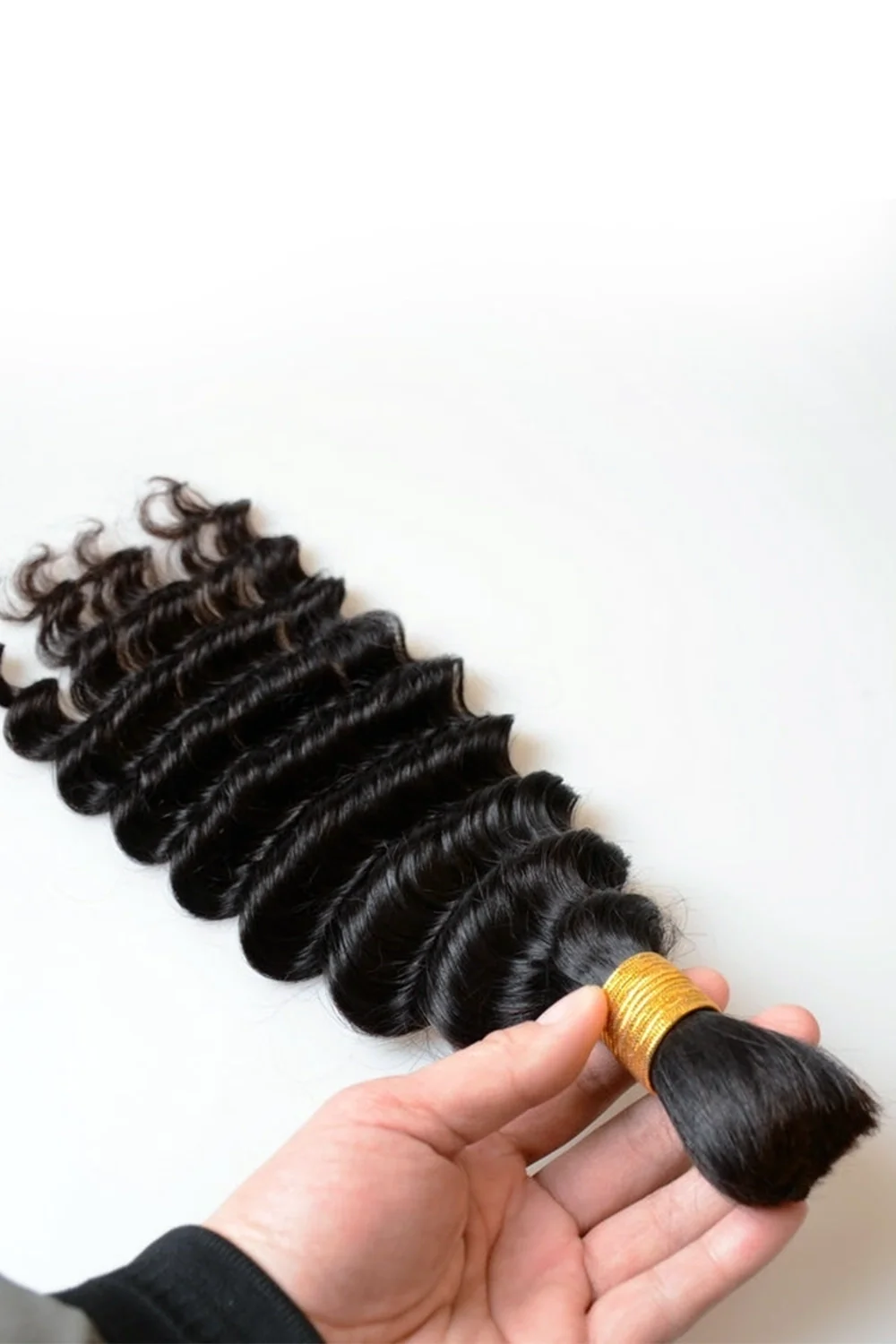 Deep Wave Bulk Human Hair For Braiding Natural Black BU03 - Image 8