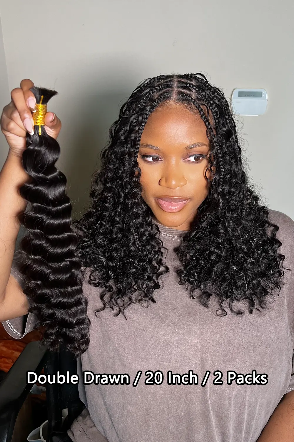 Deep Wave Bulk Human Hair For Braiding Natural Black BU03 - Image 9