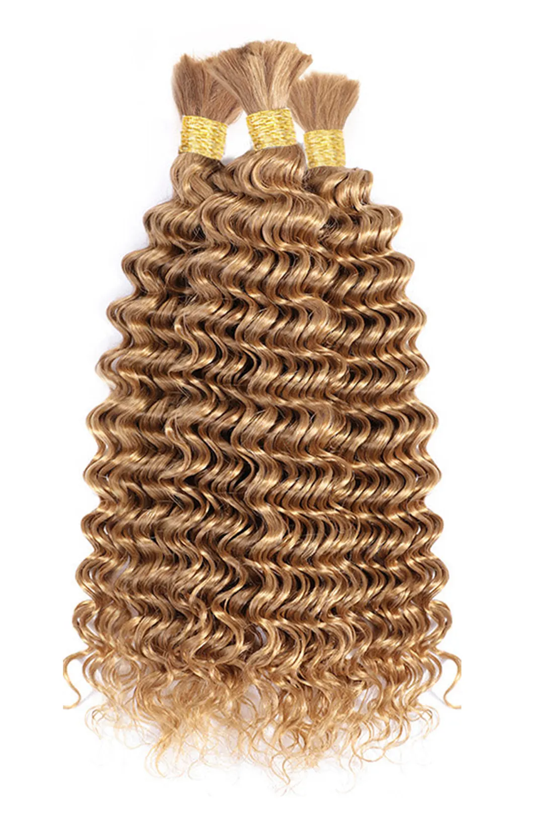 Double Drawn Deep Wave Medium Blonde Bulk Hair For Braiding BU47 - Image 3
